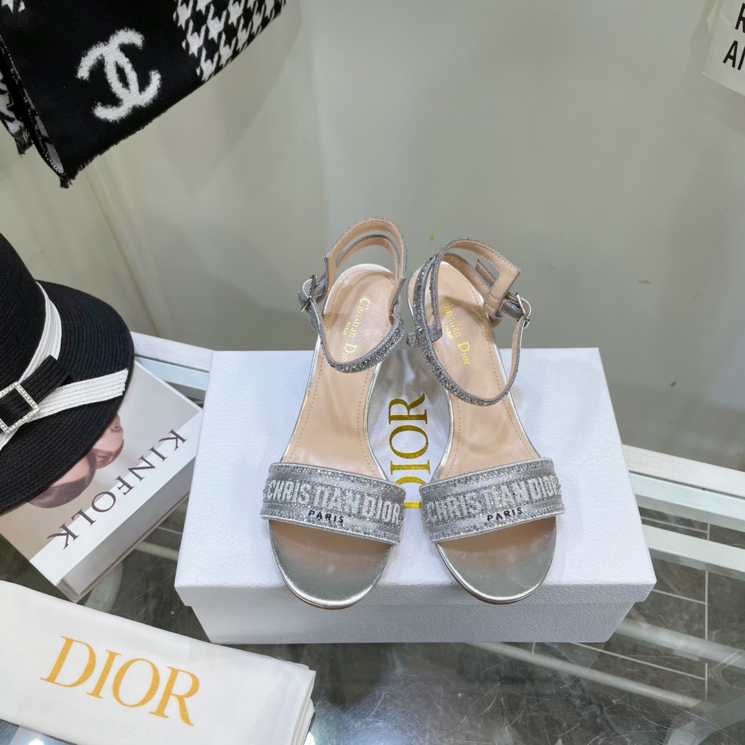 Dior Logo High Heeled Sandals(6.5CM) - FashionPlug
