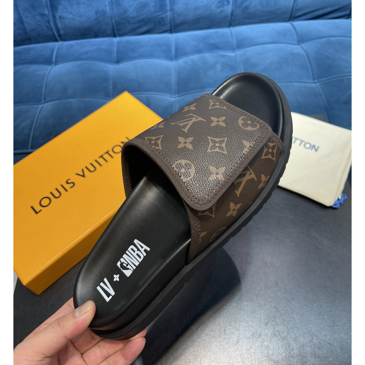 Louis Vuitton x NBA Monogram Slipper - FashionPlug