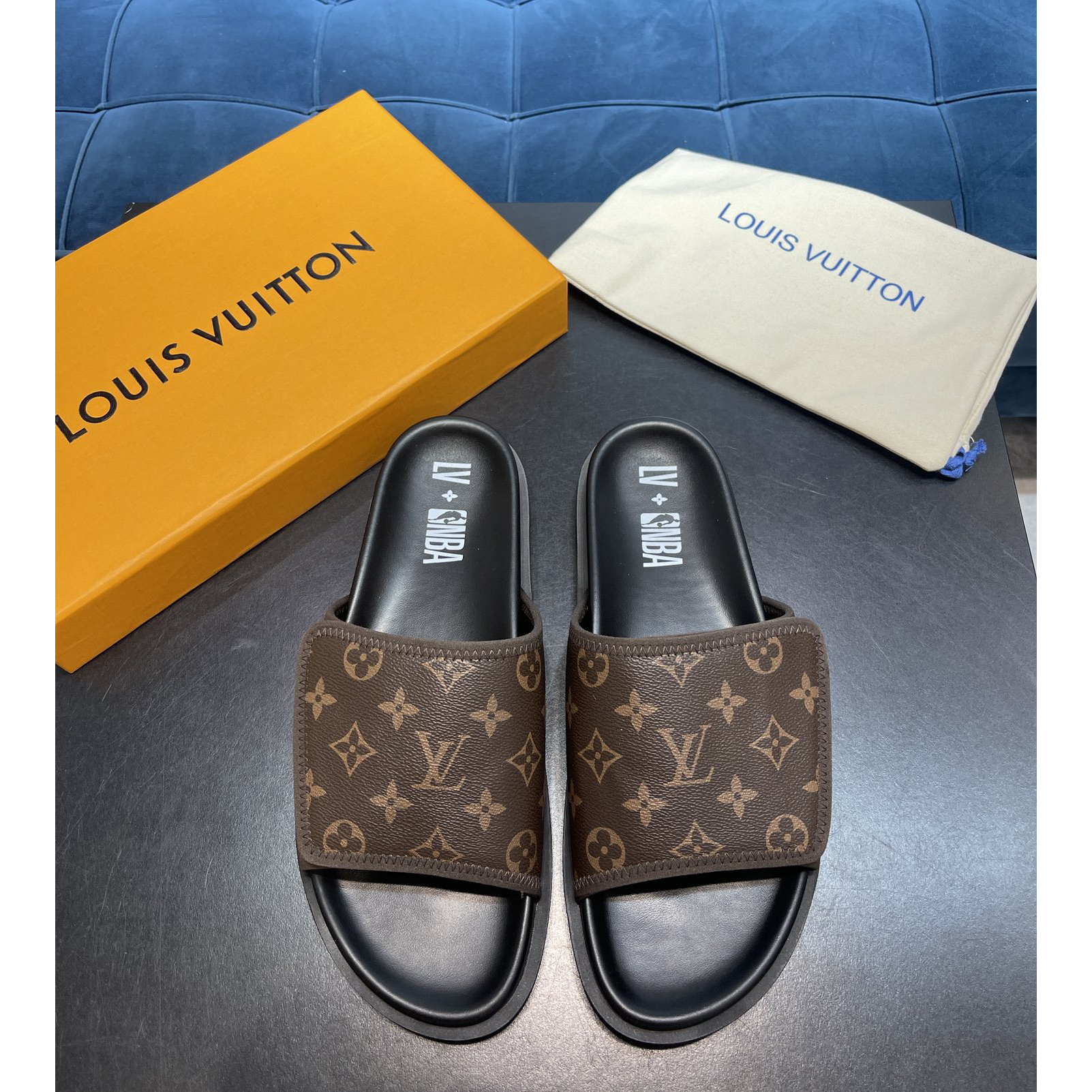 Louis Vuitton x NBA Monogram Slipper - FashionPlug