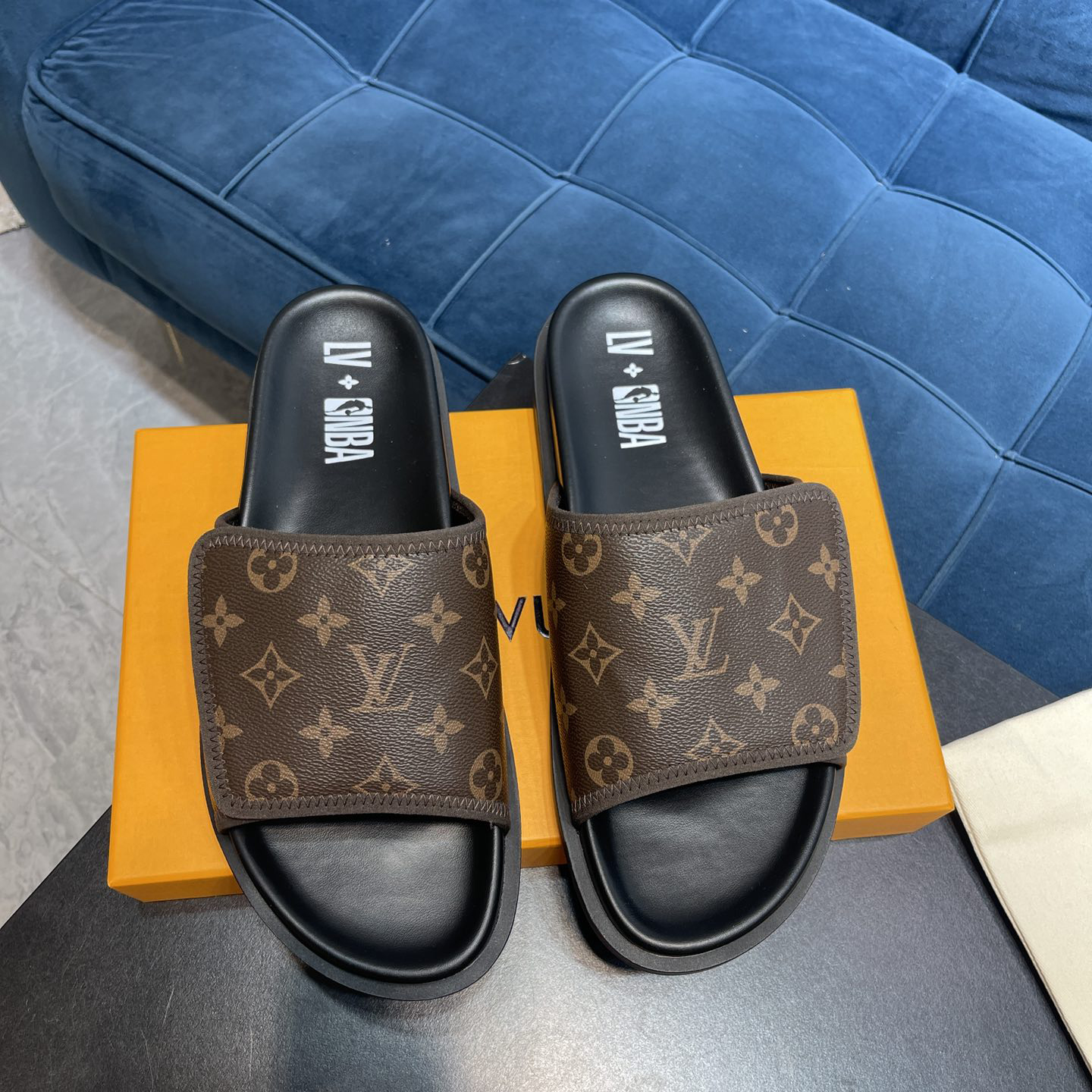 Louis Vuitton x NBA Monogram Slipper - FashionPlug