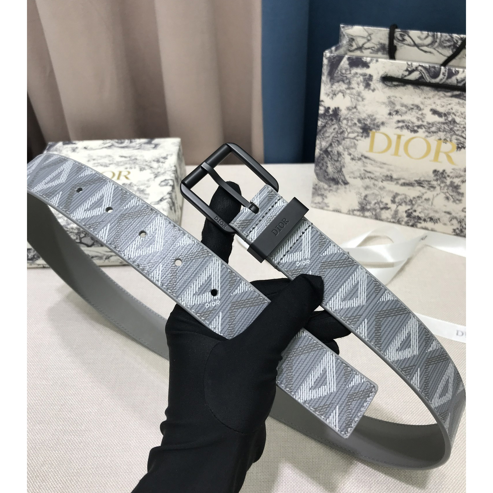 Dior CD Diamond Print  40mm Belt  - FashionPlug