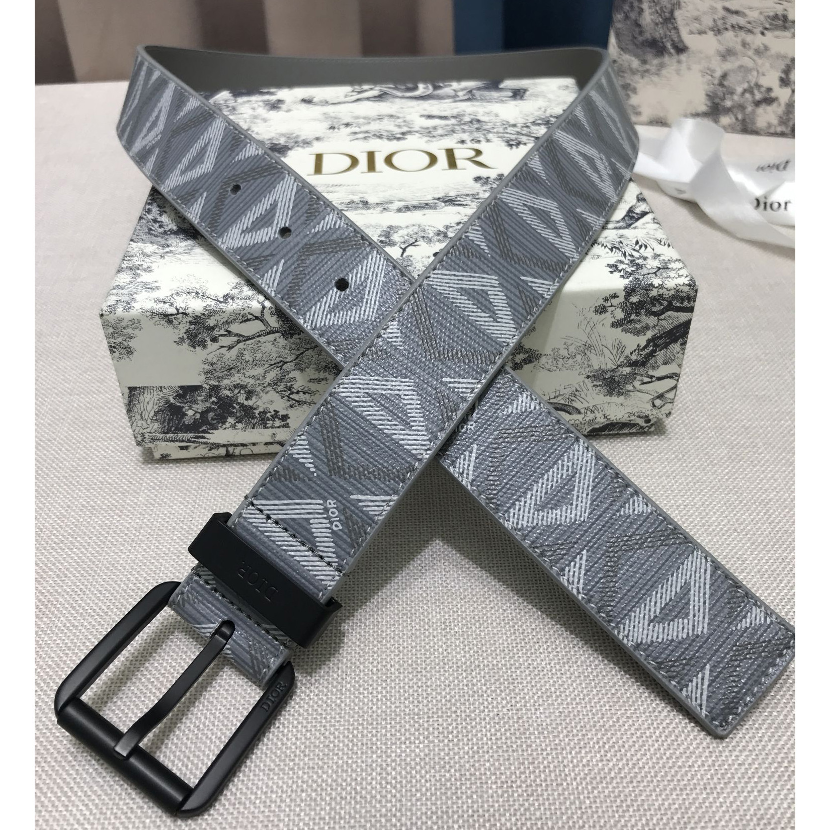 Dior CD Diamond Print  40mm Belt  - FashionPlug