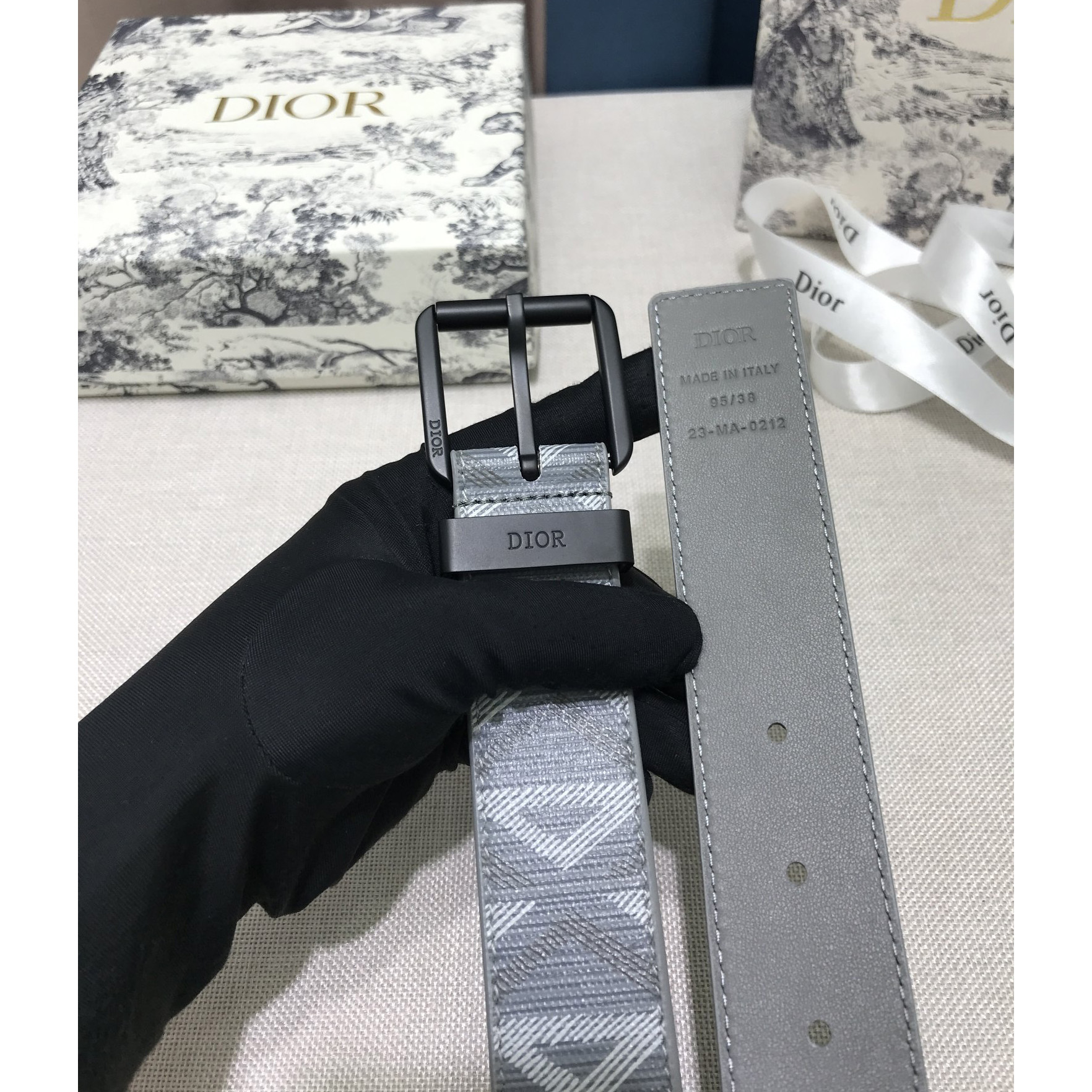 Dior CD Diamond Print  40mm Belt  - FashionPlug