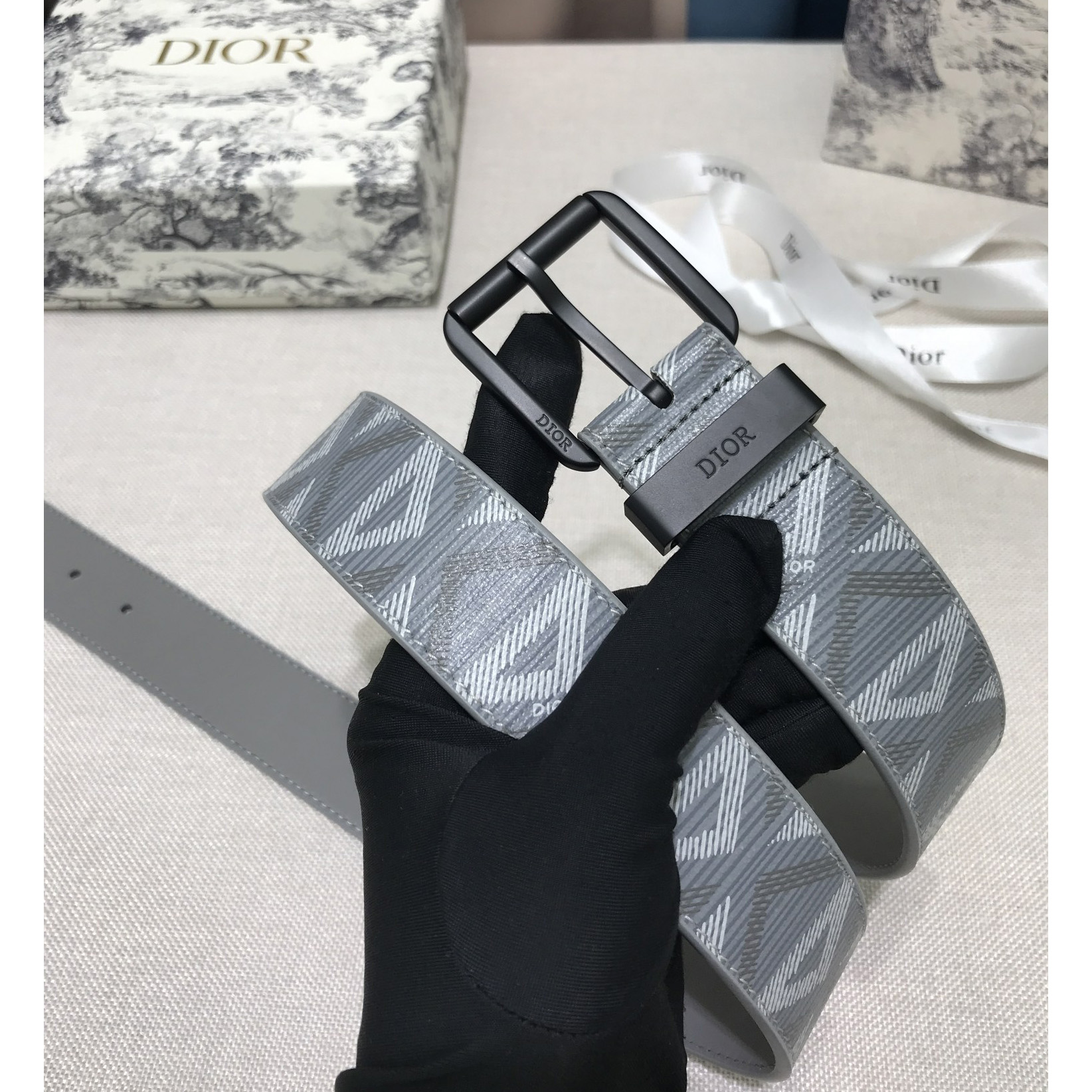 Dior CD Diamond Print  40mm Belt  - FashionPlug
