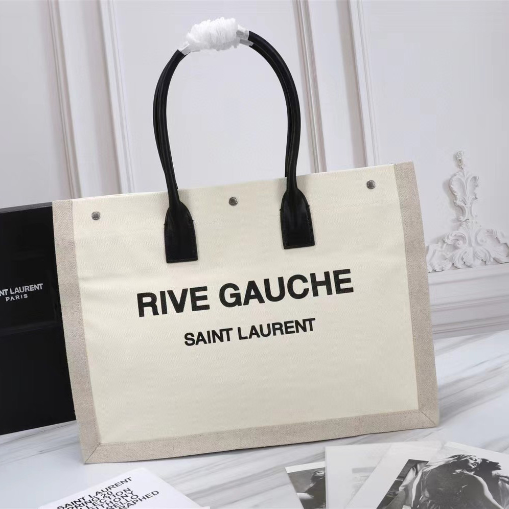 Saint Laurent Rive Gauche Canvas Tote(48-36-16cm) - FashionPlug