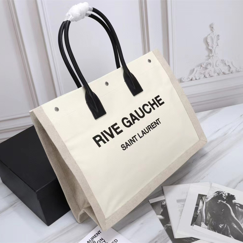 Saint Laurent Rive Gauche Canvas Tote(48-36-16cm) - FashionPlug