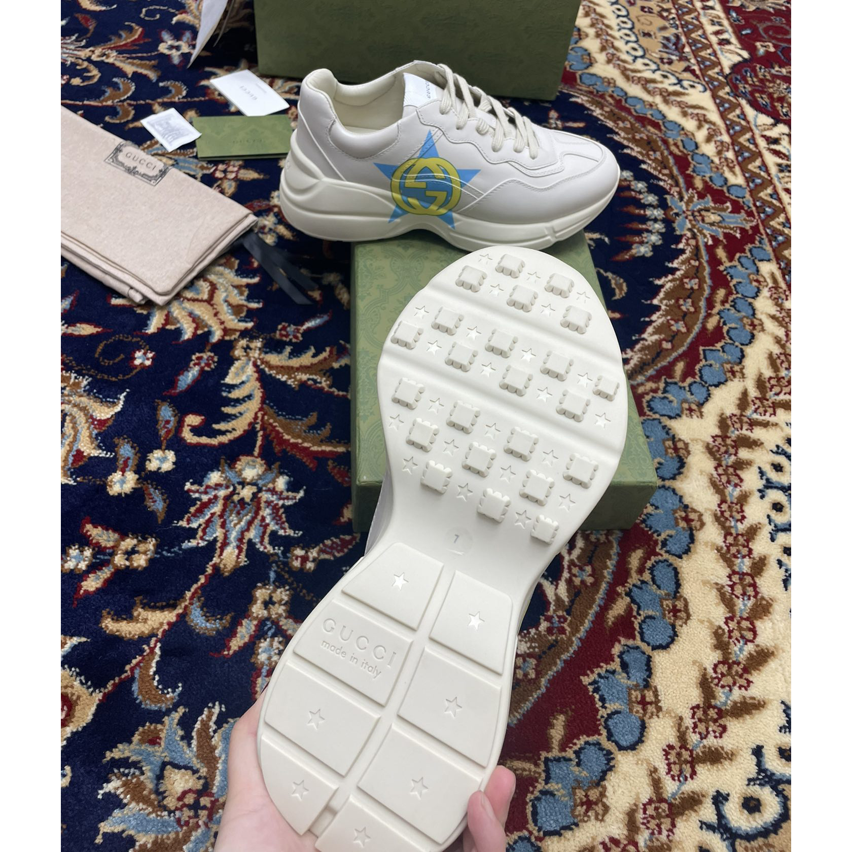 Gucci Men's Rhyton Star Print Sneakers - FashionPlug