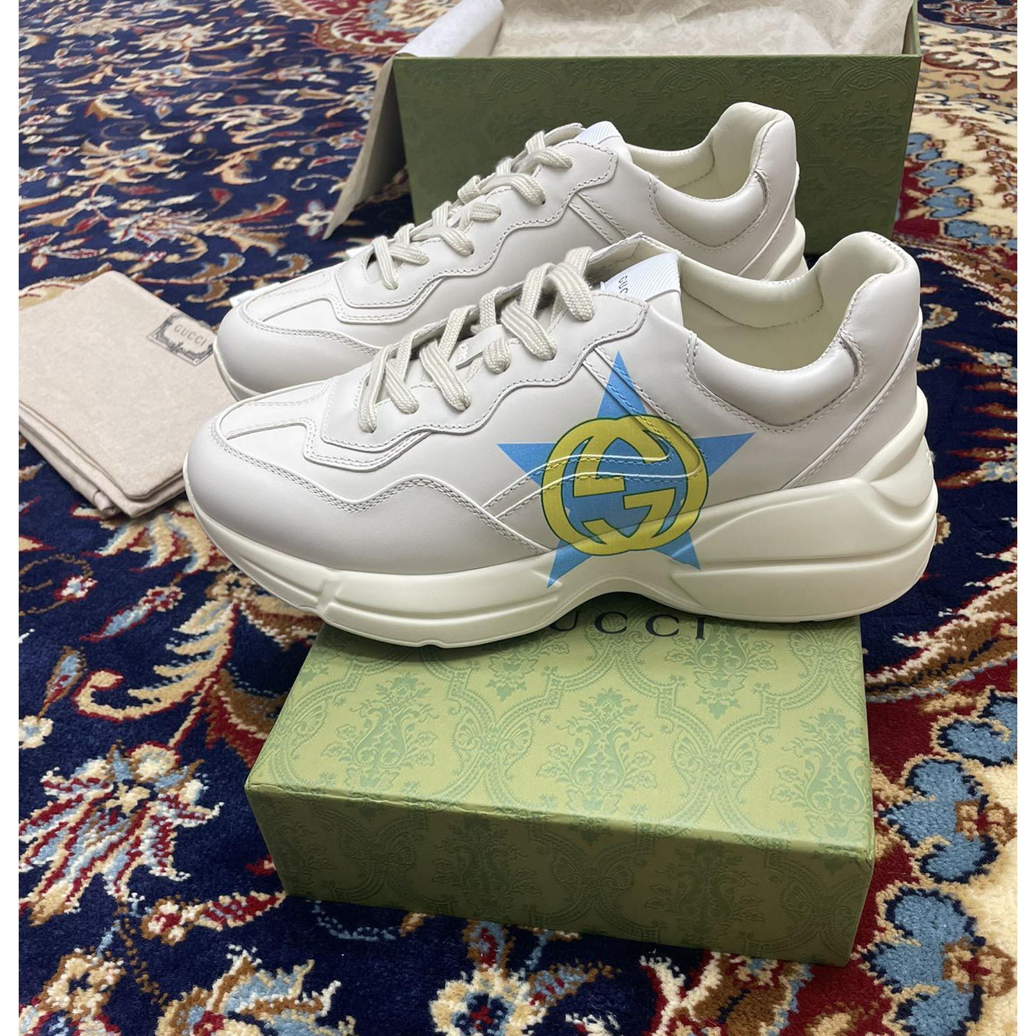 Gucci Men's Rhyton Star Print Sneakers - FashionPlug