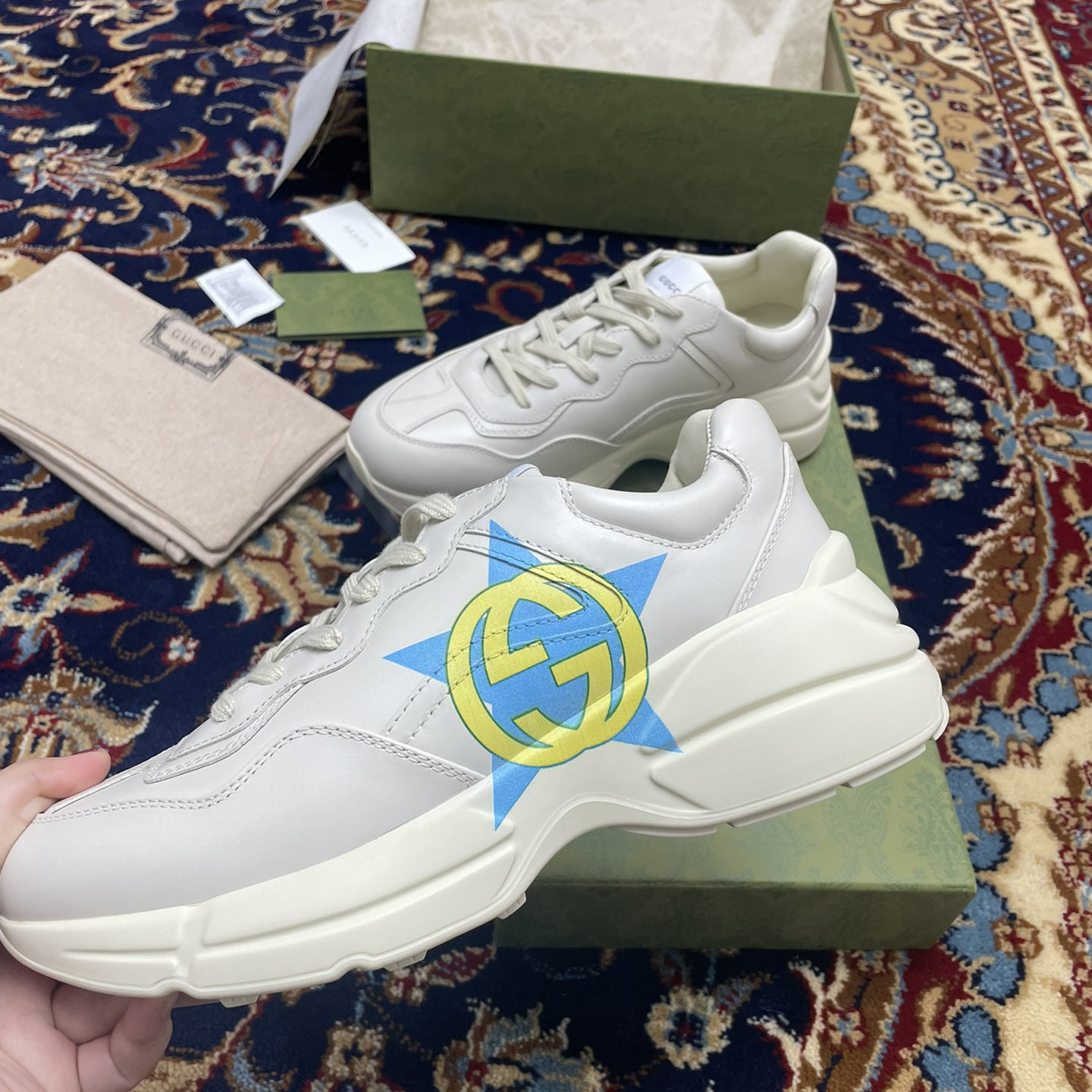 Gucci Men's Rhyton Star Print Sneakers - FashionPlug