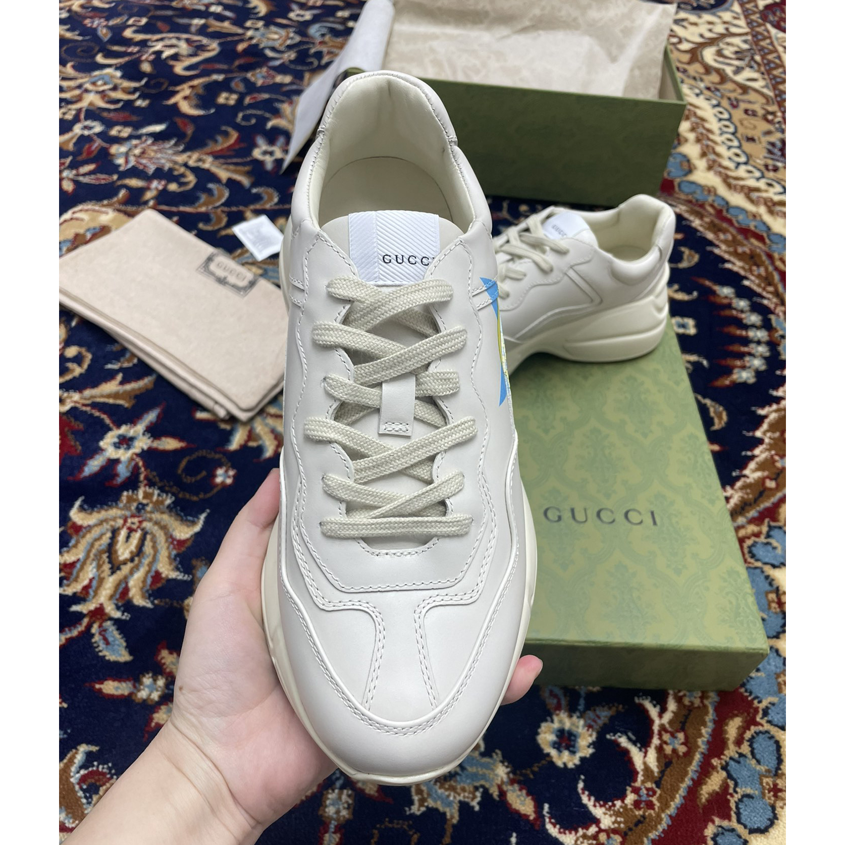 Gucci Men's Rhyton Star Print Sneakers - FashionPlug
