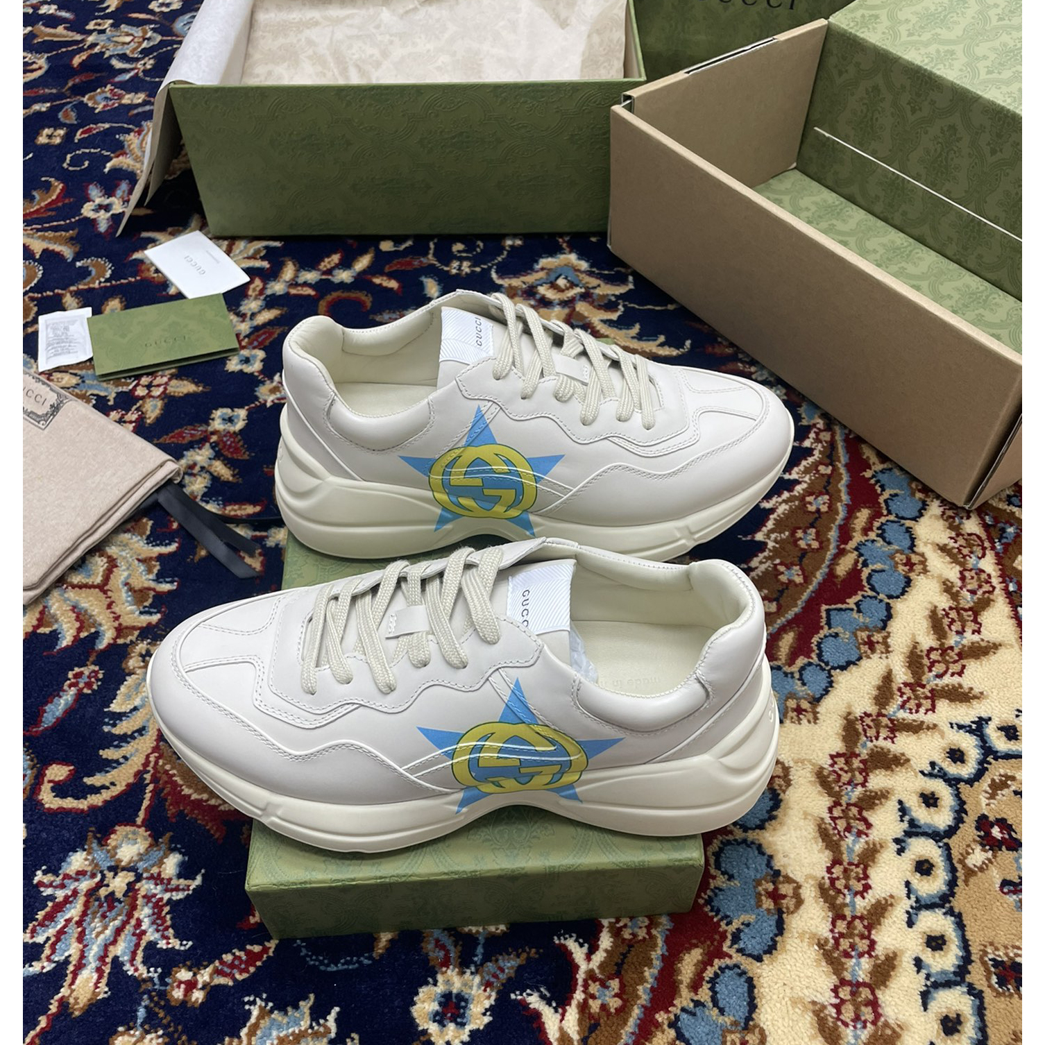 Gucci Men's Rhyton Star Print Sneakers - FashionPlug