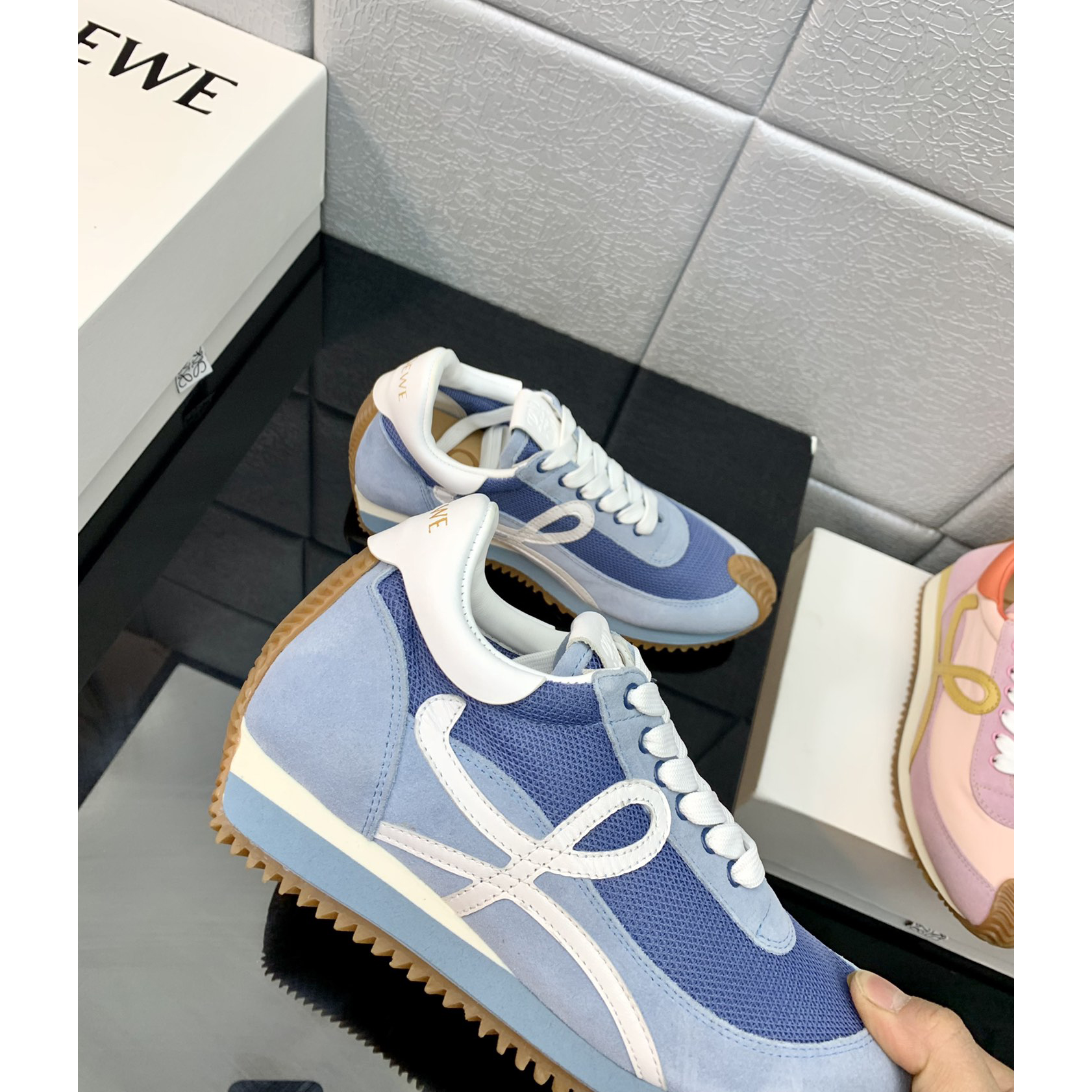 Loewe Flow Runner In Technical Mesh And Suede - FashionPlug