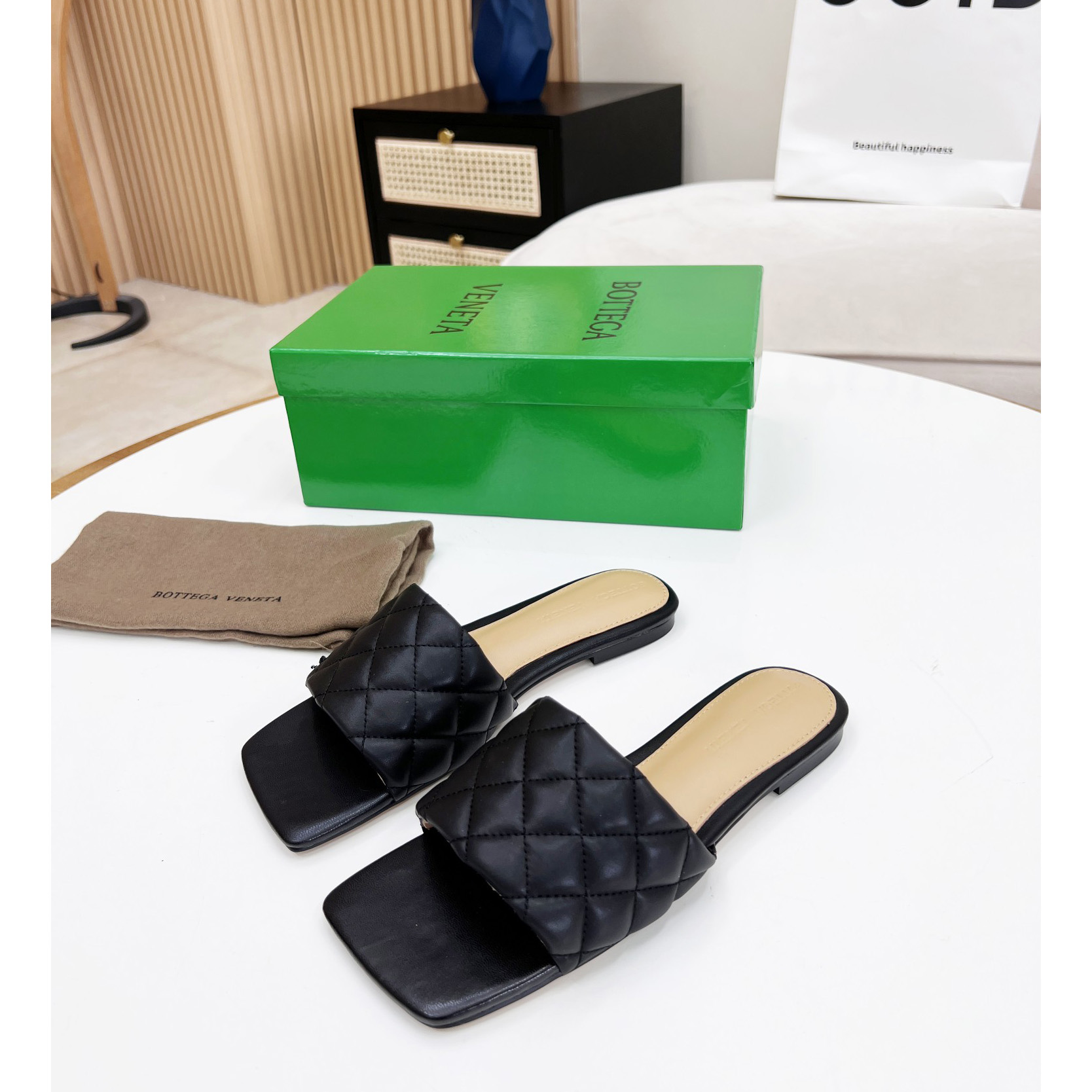 Bottega Veneta Padded Leather Sandals - FashionPlug