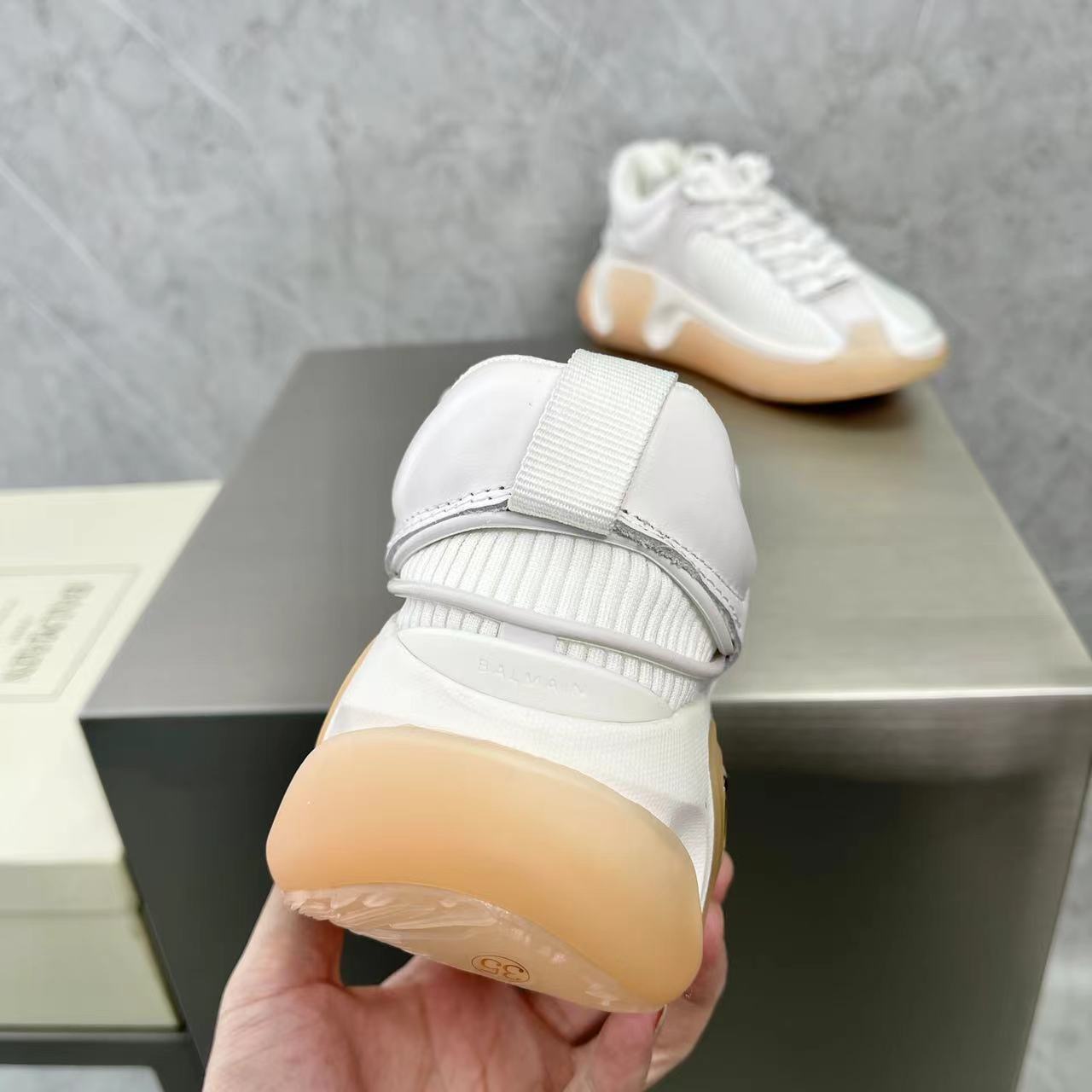 Balmain Bicolor Gummy Leather And Mesh B-Runner Sneakers - FashionPlug