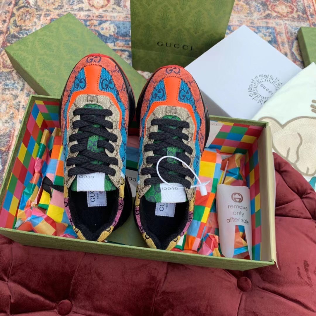 Gucci GG Multicolor Series Rhyton  Sneakers - FashionPlug