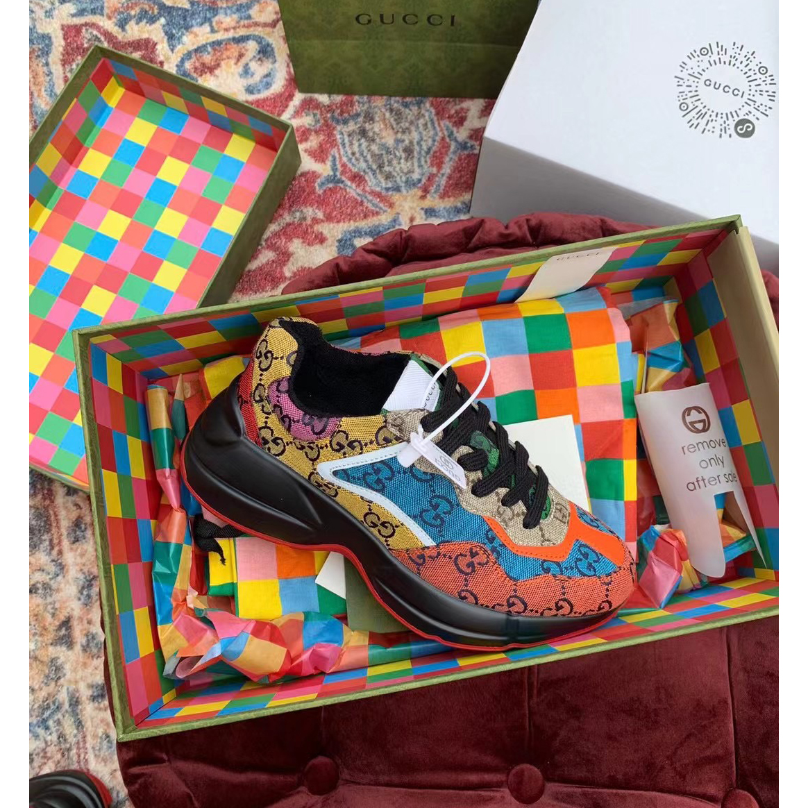 Gucci GG Multicolor Series Rhyton  Sneakers - FashionPlug