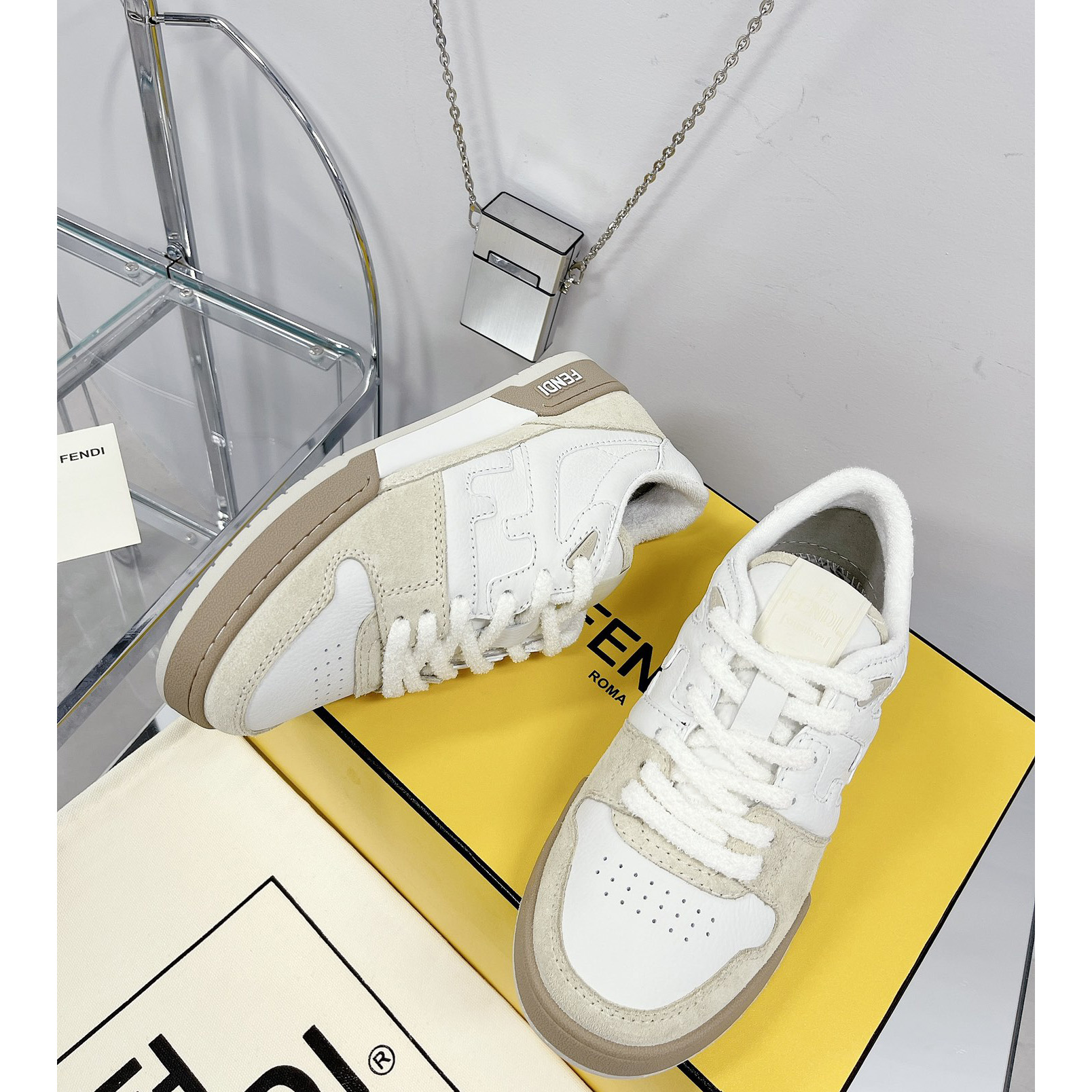 Fendi Match White Suede Low Tops Sneaker(Upon UK size) - FashionPlug