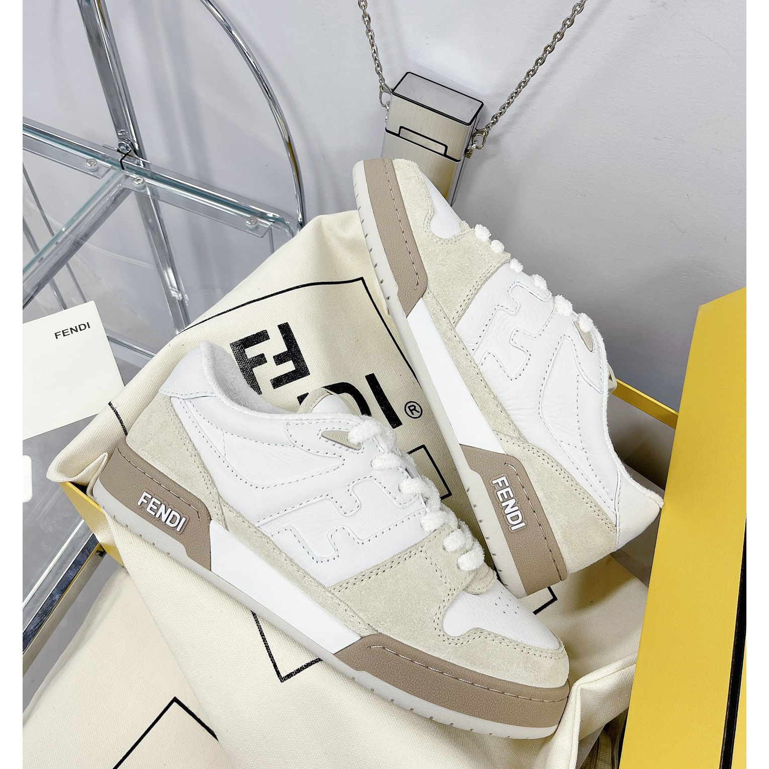 Fendi Match White Suede Low Tops Sneaker(Upon UK size) - FashionPlug