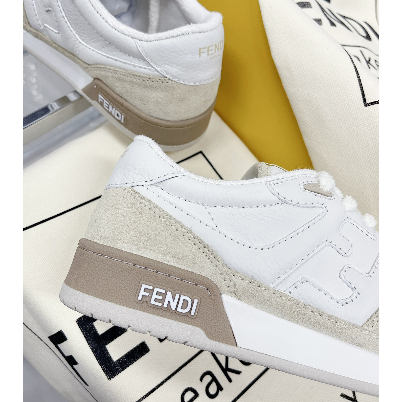 Fendi Match White Suede Low Tops Sneaker(Upon UK size) - FashionPlug