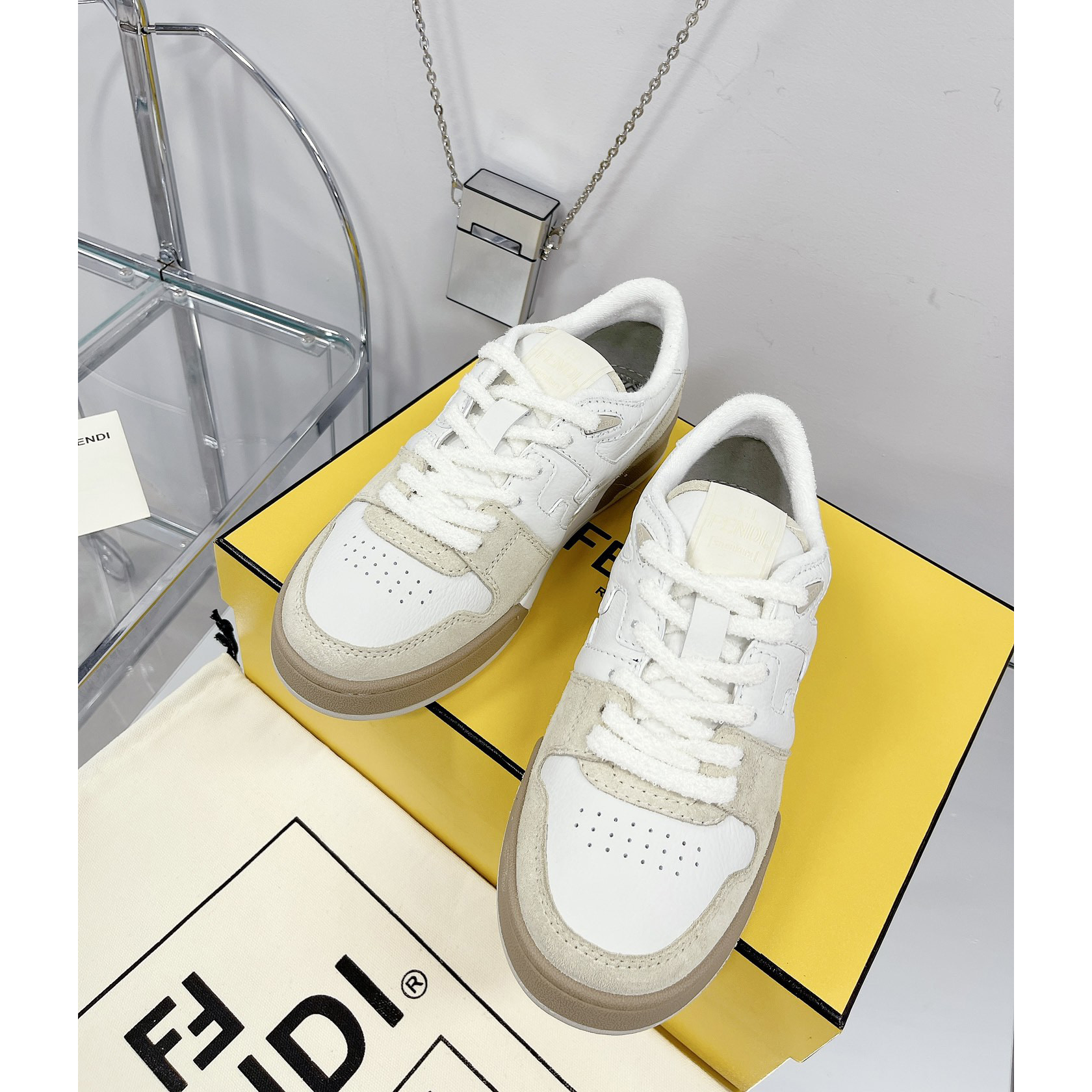 Fendi Match White Suede Low Tops Sneaker(Upon UK size) - FashionPlug