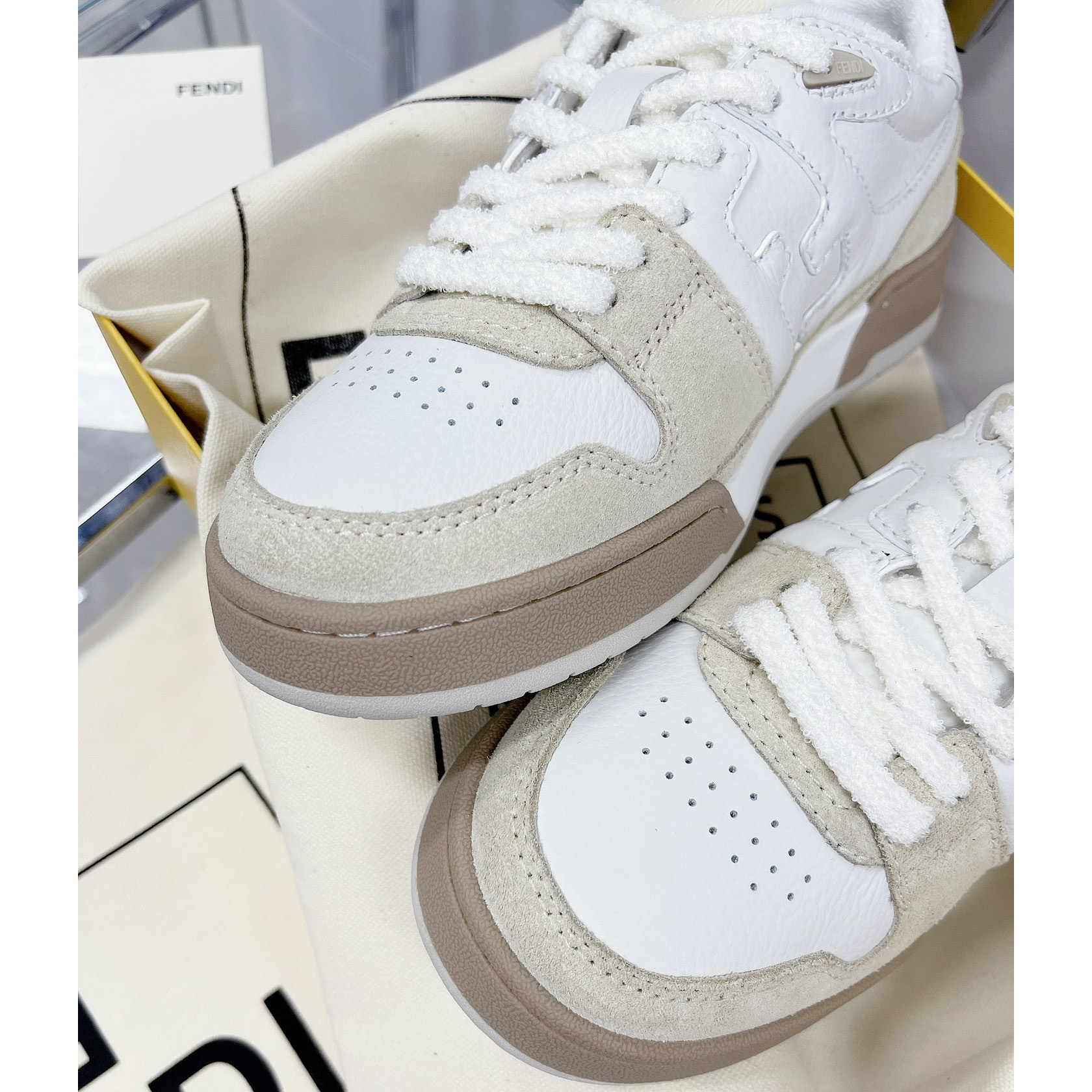 Fendi Match White Suede Low Tops Sneaker(Upon UK size) - FashionPlug