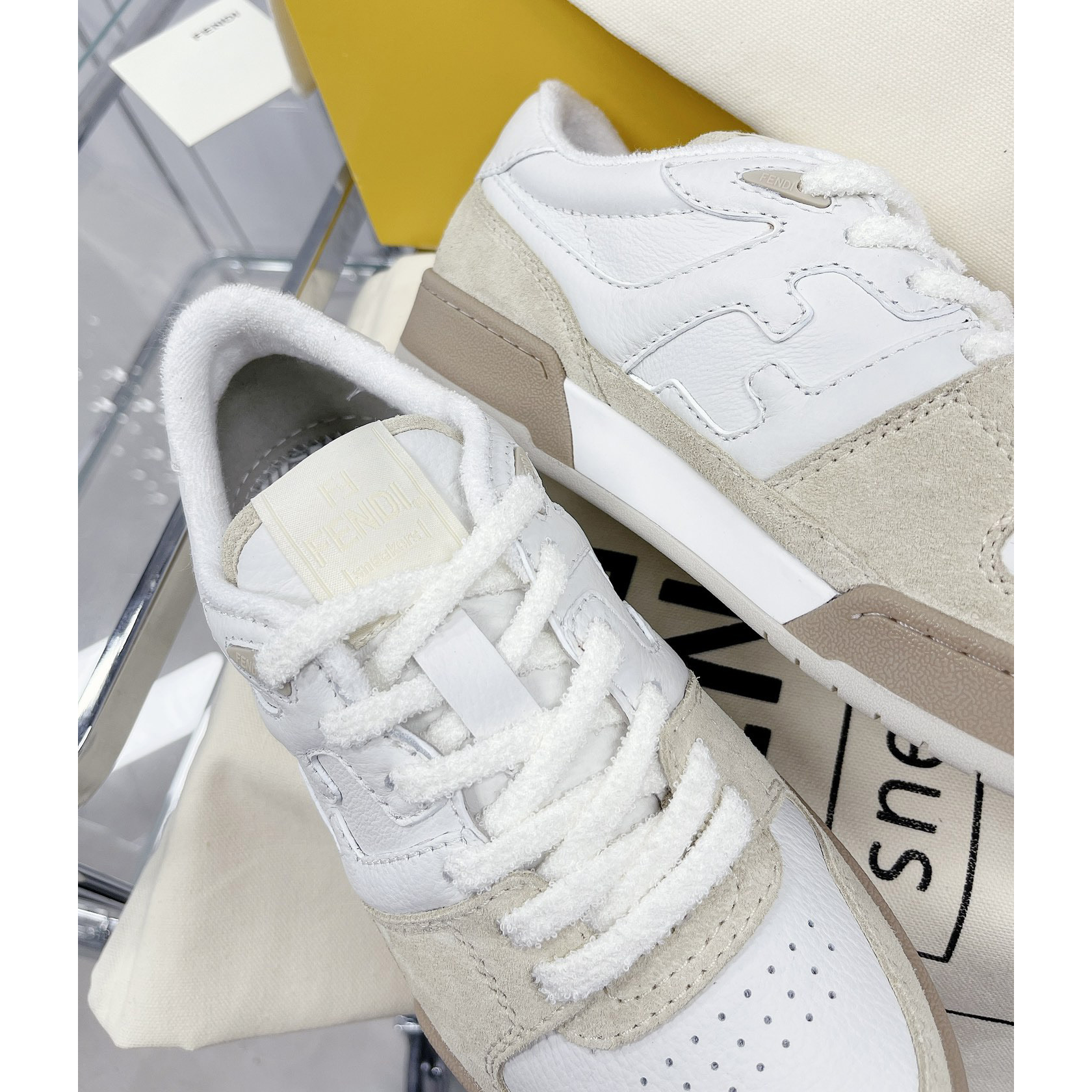 Fendi Match White Suede Low Tops Sneaker(Upon UK size) - FashionPlug