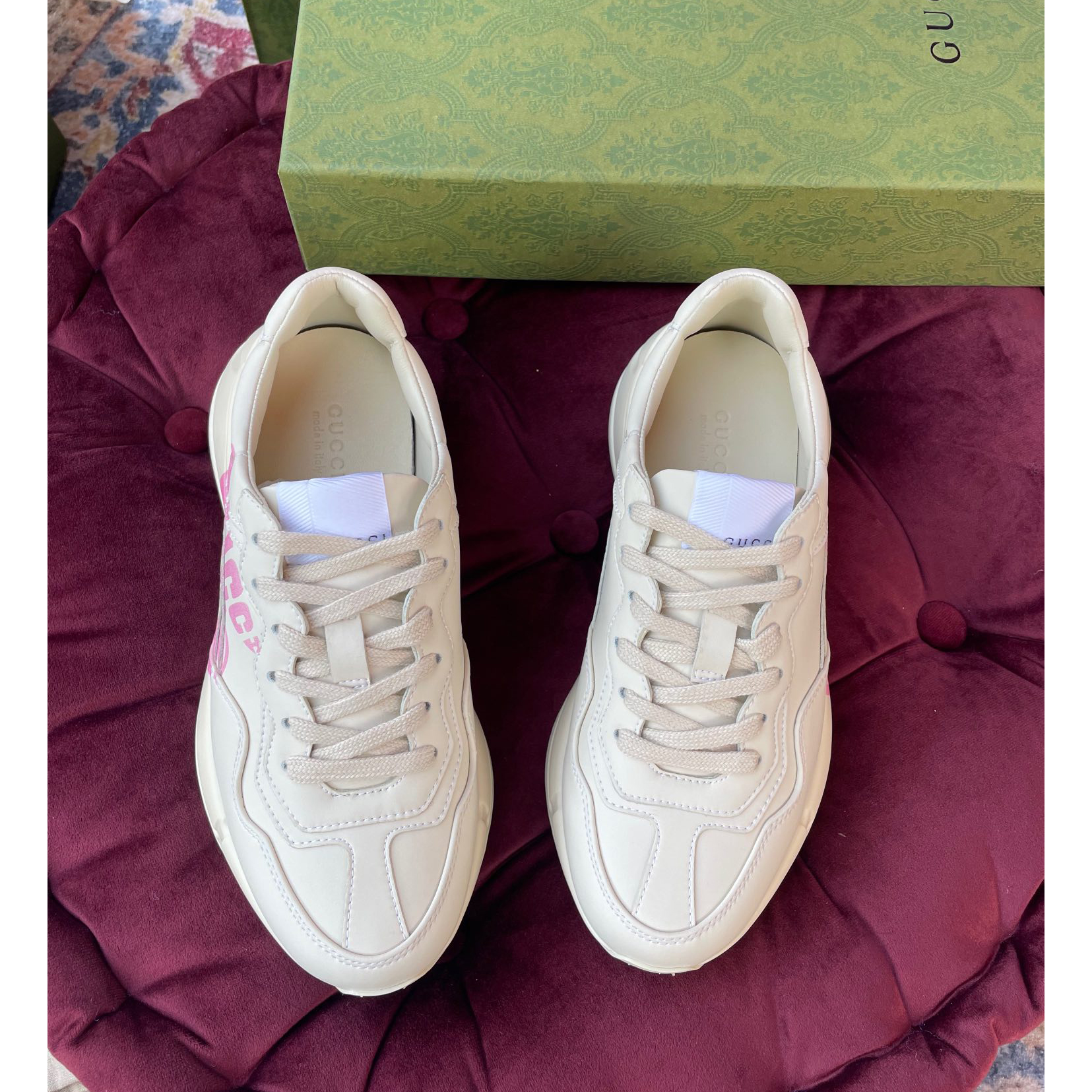 Gucci Men's Rhyton 'Lemon Gucci 'Printed sneakers - FashionPlug