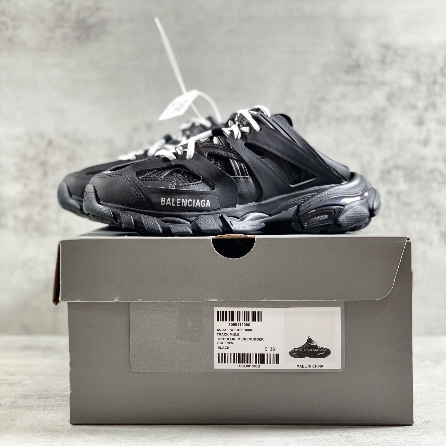 Balenciaga Track Mule In Black - FashionPlug