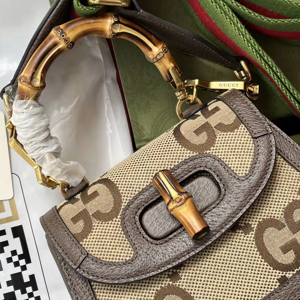 Gucci GG Bamboo Handle Bag（17-12-7.5CM） - FashionPlug