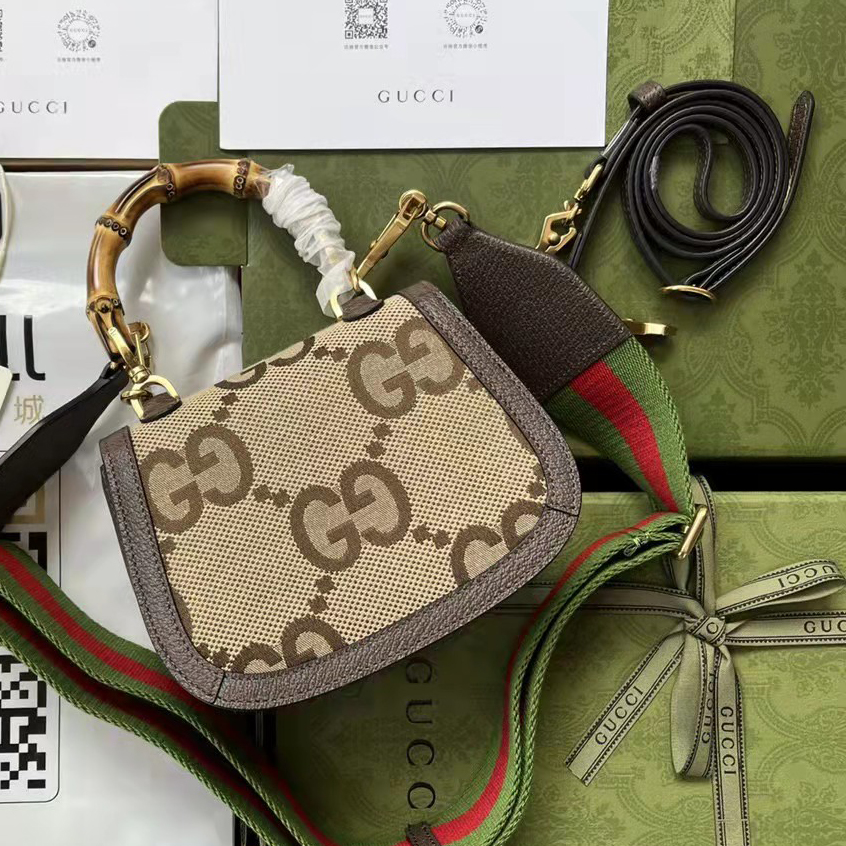 Gucci GG Bamboo Handle Bag（17-12-7.5CM） - FashionPlug