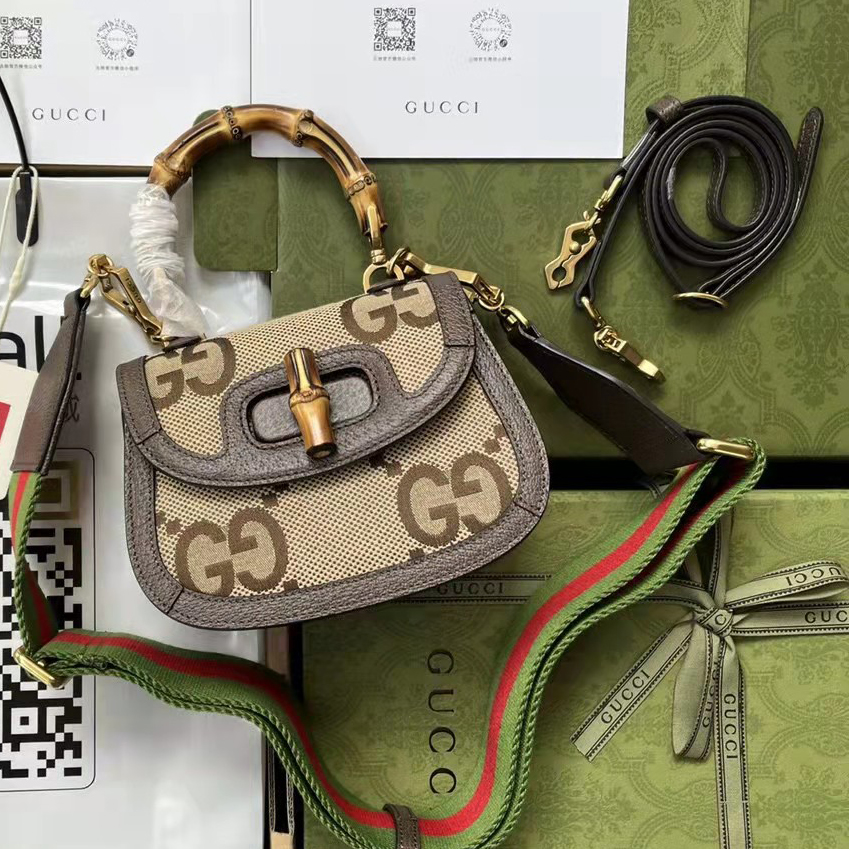 Gucci GG Bamboo Handle Bag（17-12-7.5CM） - FashionPlug