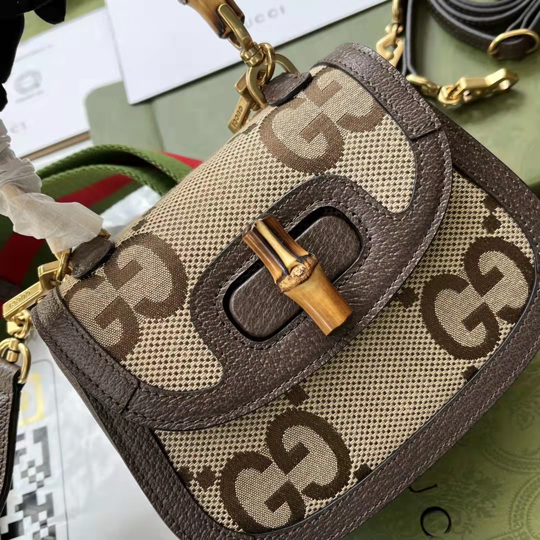 Gucci GG Bamboo Handle Bag（17-12-7.5CM） - FashionPlug
