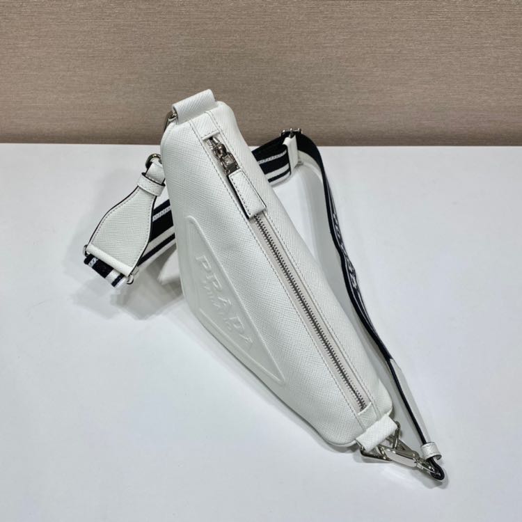 Prada Saffiano Prada Triangle Bag In White(28-18-11cm) - FashionPlug