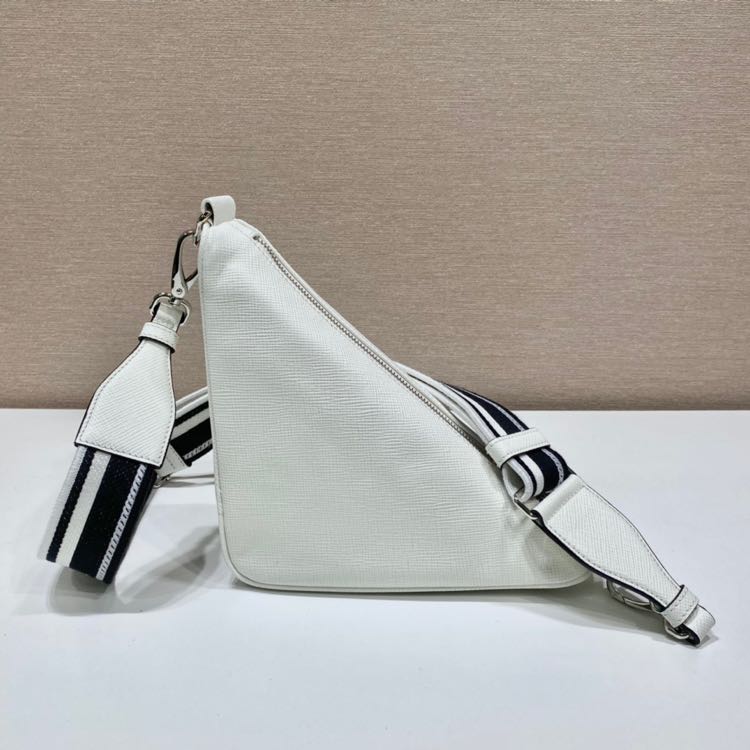 Prada Saffiano Prada Triangle Bag In White(28-18-11cm) - FashionPlug