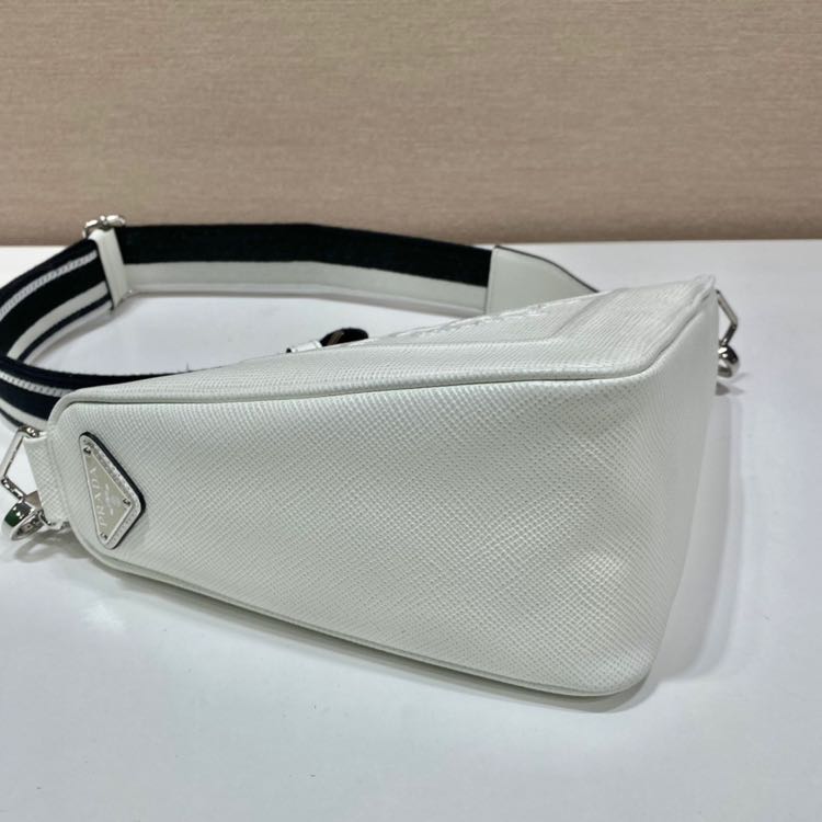 Prada Saffiano Prada Triangle Bag In White(28-18-11cm) - FashionPlug