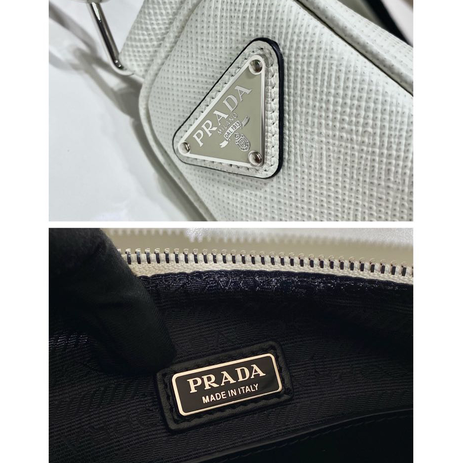 Prada Saffiano Prada Triangle Bag In White(28-18-11cm) - FashionPlug