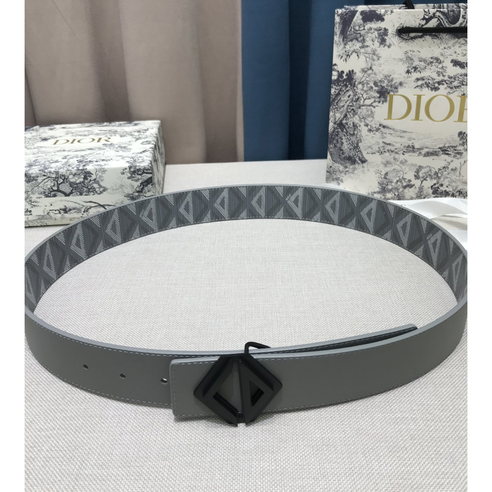 Dior CD Diamond Print  40mm Reversible Belt  - FashionPlug