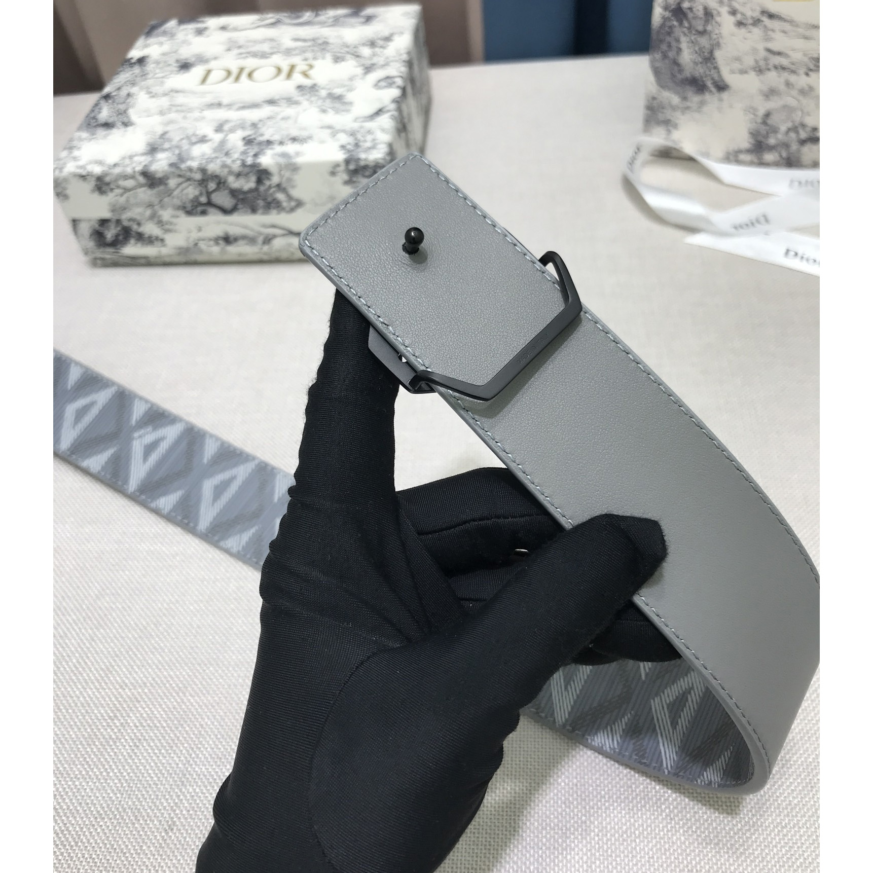 Dior CD Diamond Print  40mm Reversible Belt  - FashionPlug