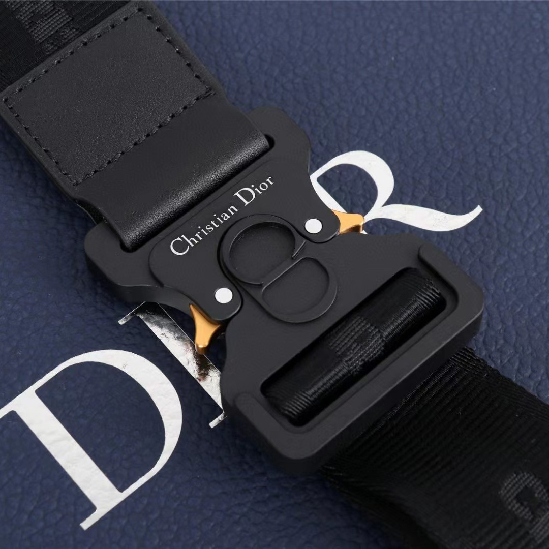 Dior Black CD Diamond Canvas And Smooth Calfskin Saddle Bag(26-19-4.5cm) - FashionPlug
