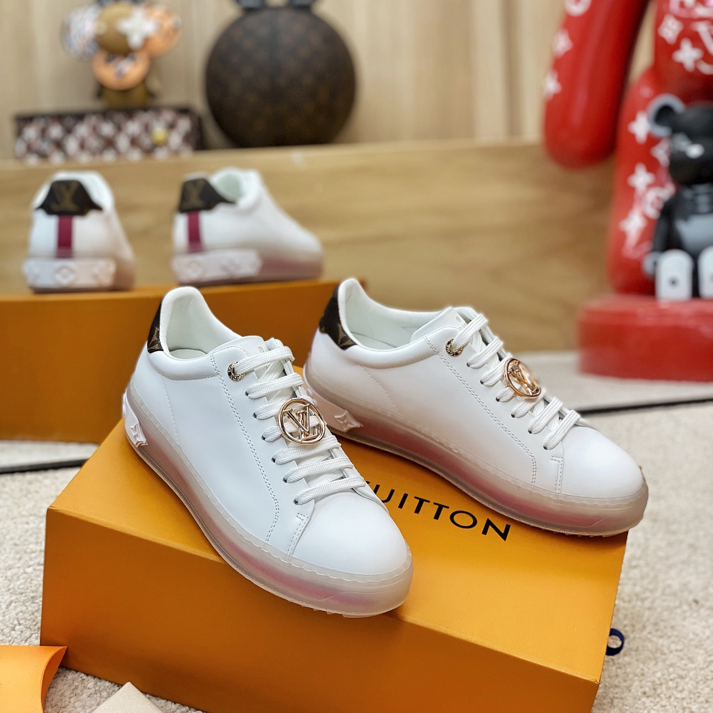 Louis Vuitton Logo Transparent Sole Sneaker  - FashionPlug