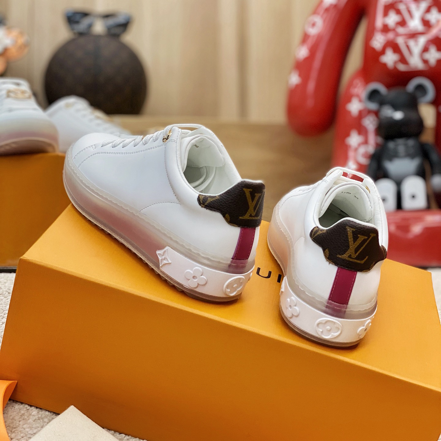 Louis Vuitton Logo Transparent Sole Sneaker  - FashionPlug