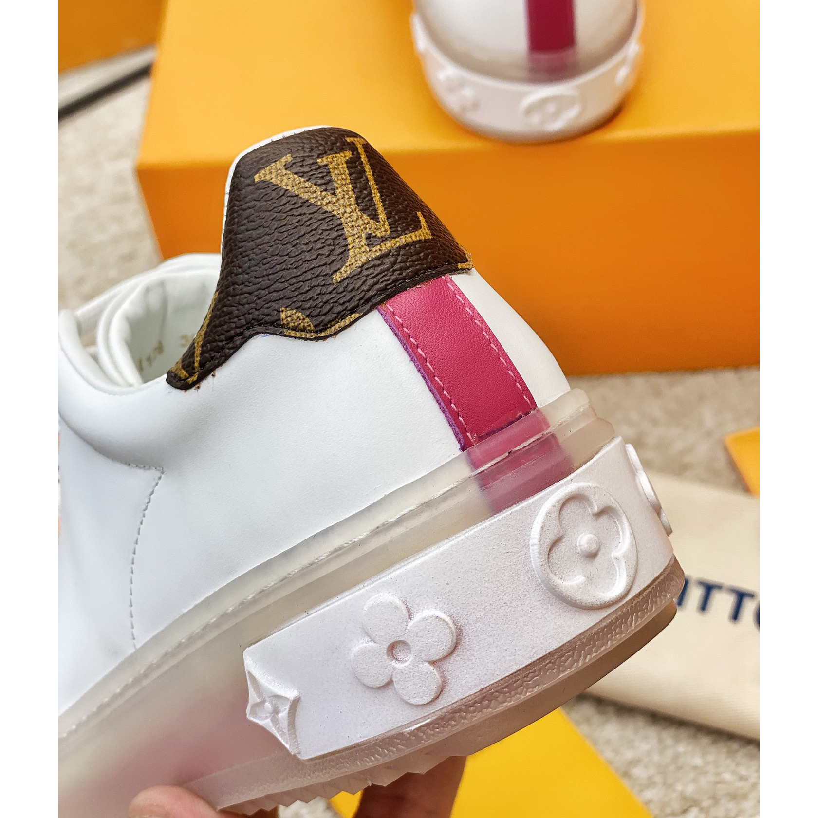 Louis Vuitton Logo Transparent Sole Sneaker  - FashionPlug