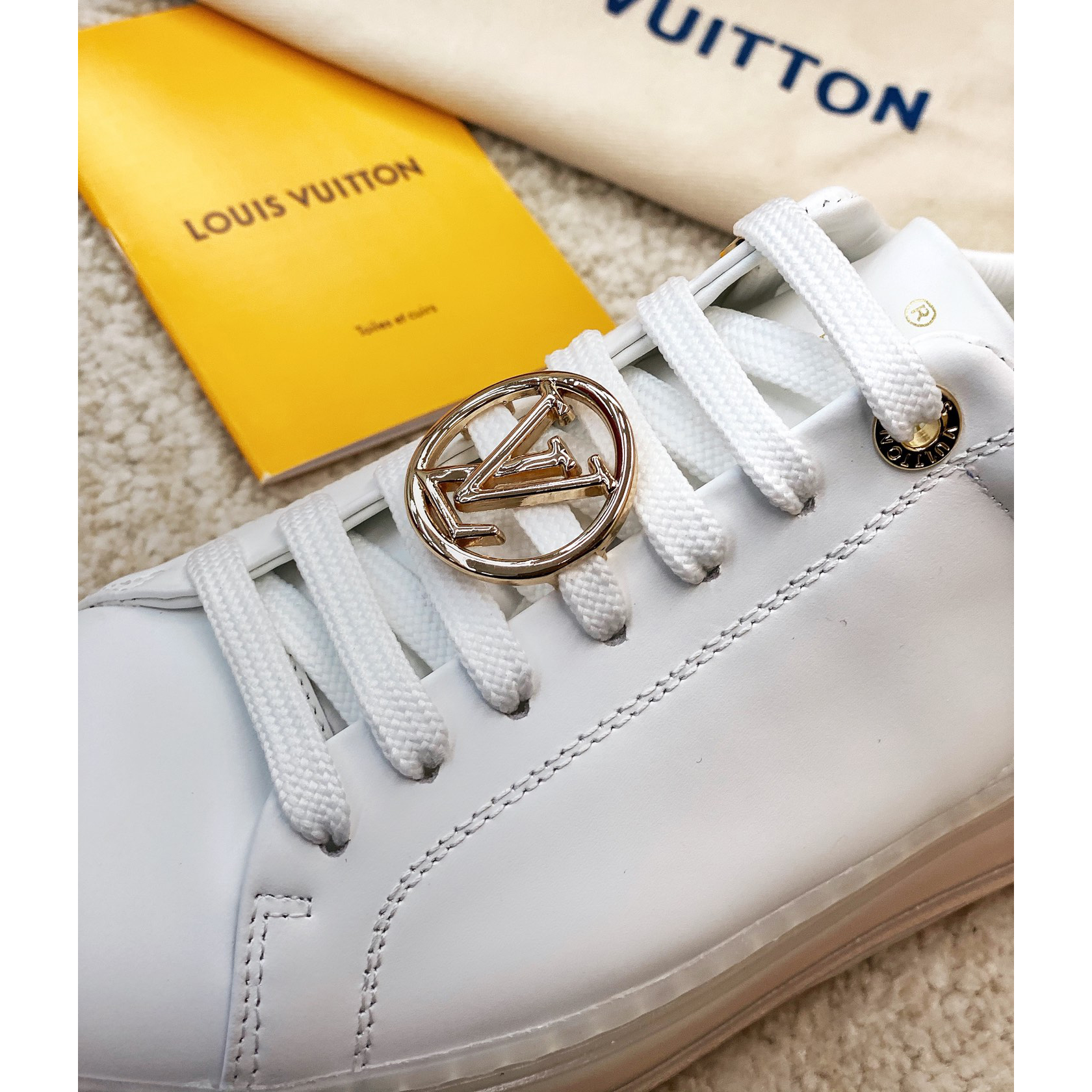 Louis Vuitton Logo Transparent Sole Sneaker  - FashionPlug