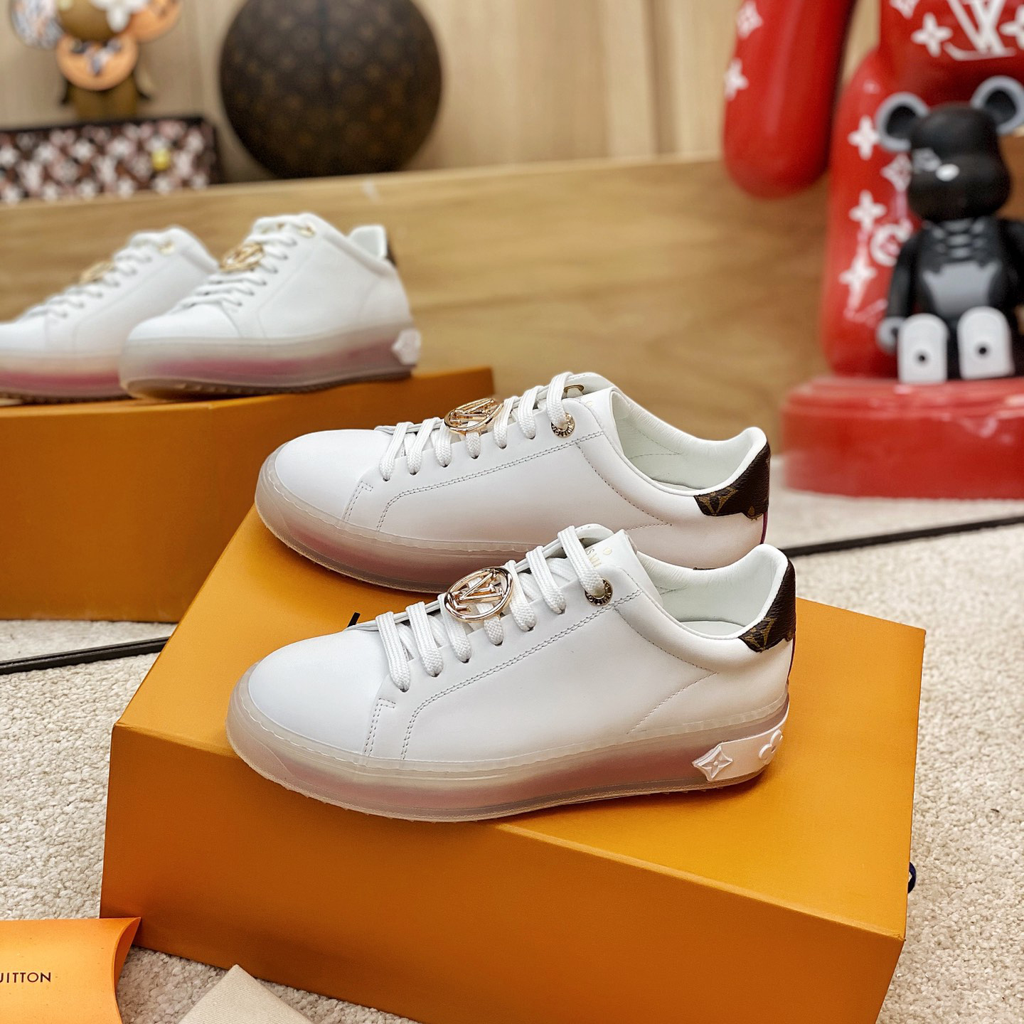 Louis Vuitton Logo Transparent Sole Sneaker  - FashionPlug