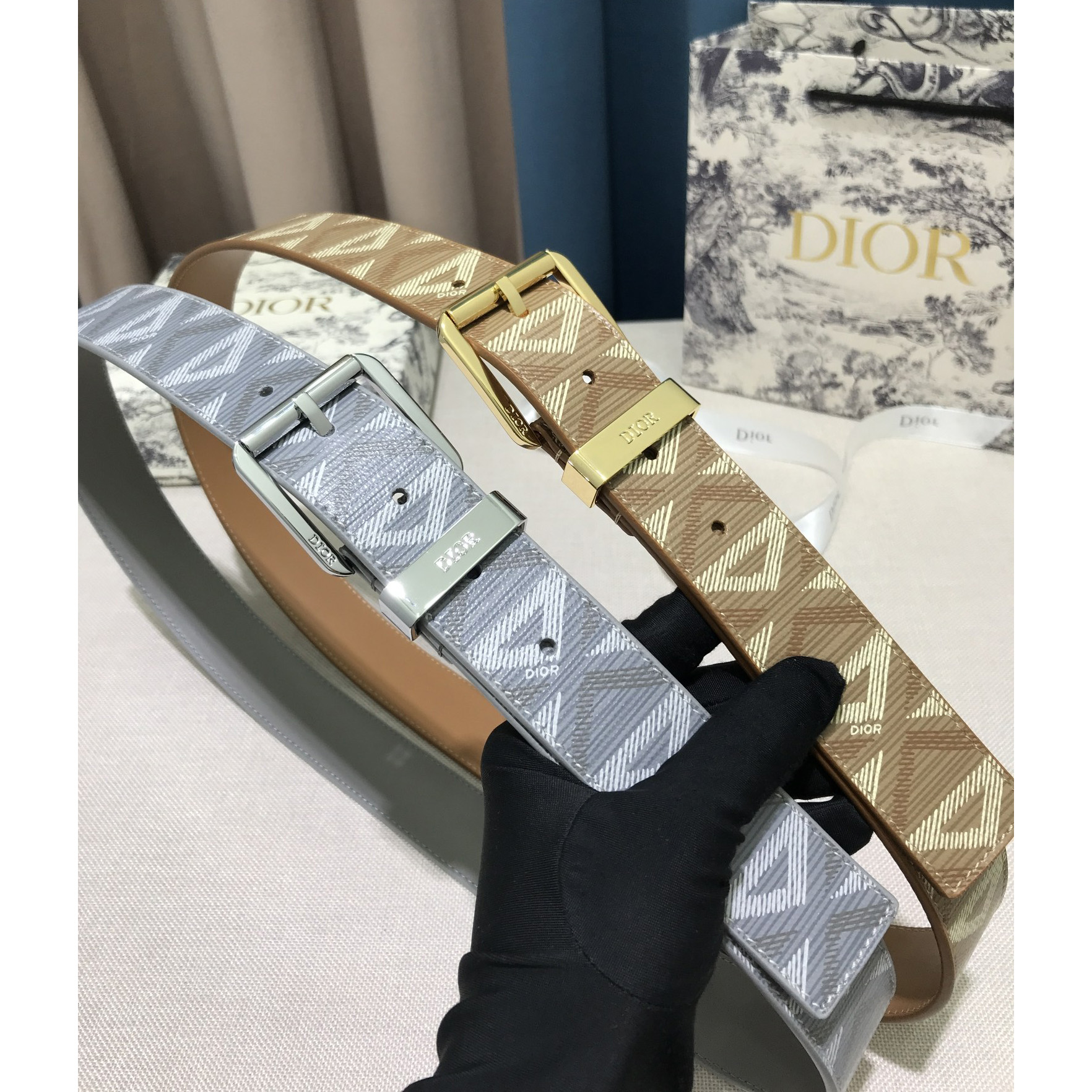 Dior CD Diamond Print  35mm Belt  - FashionPlug