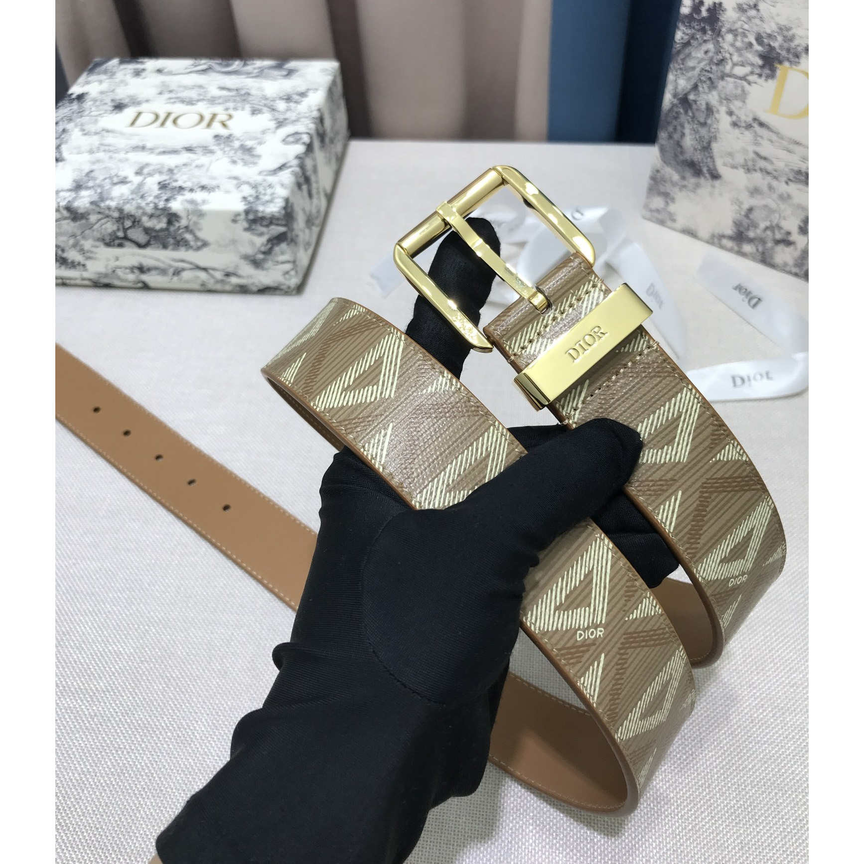 Dior CD Diamond Print  35mm Belt  - FashionPlug