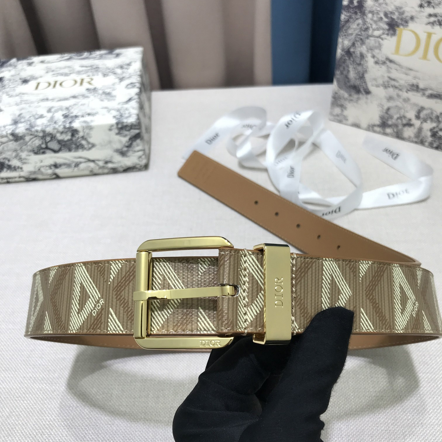 Dior CD Diamond Print  35mm Belt  - FashionPlug