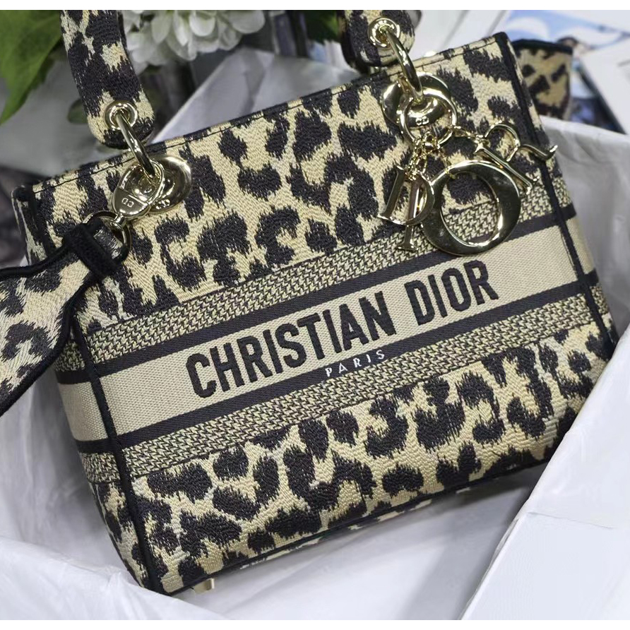 Dior Leopard Print Lady Bag（24-20-11CM） - FashionPlug