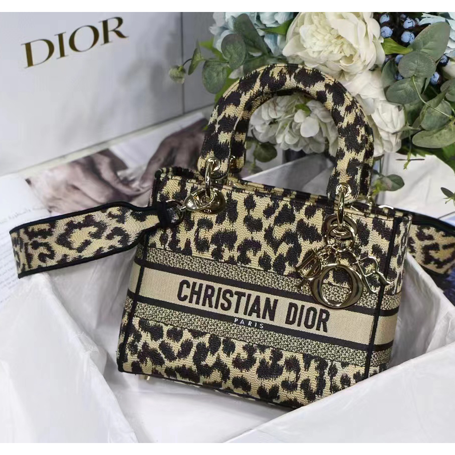 Dior Leopard Print Lady Bag（24-20-11CM） - FashionPlug
