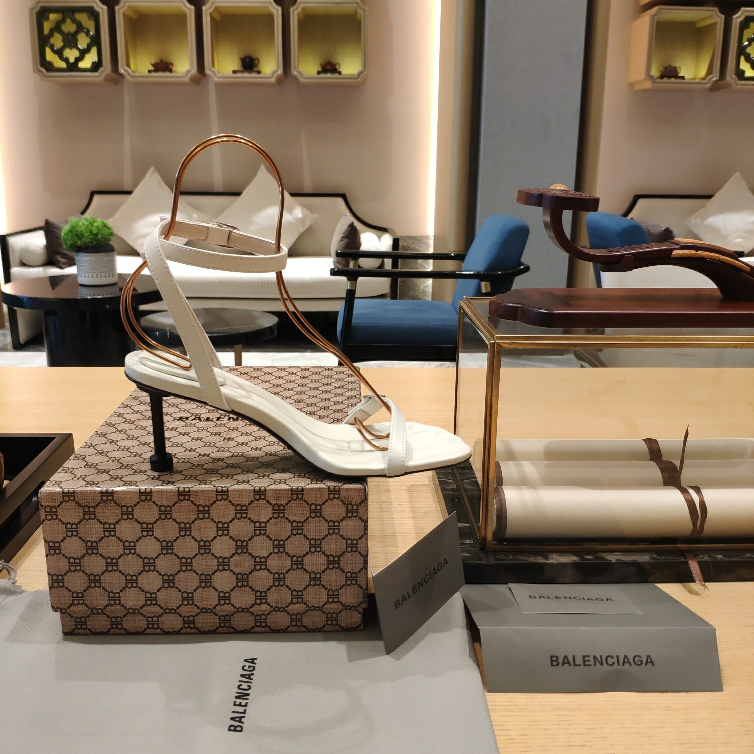 Balenciaga Logo High Heeled Sandals (7CM) - FashionPlug